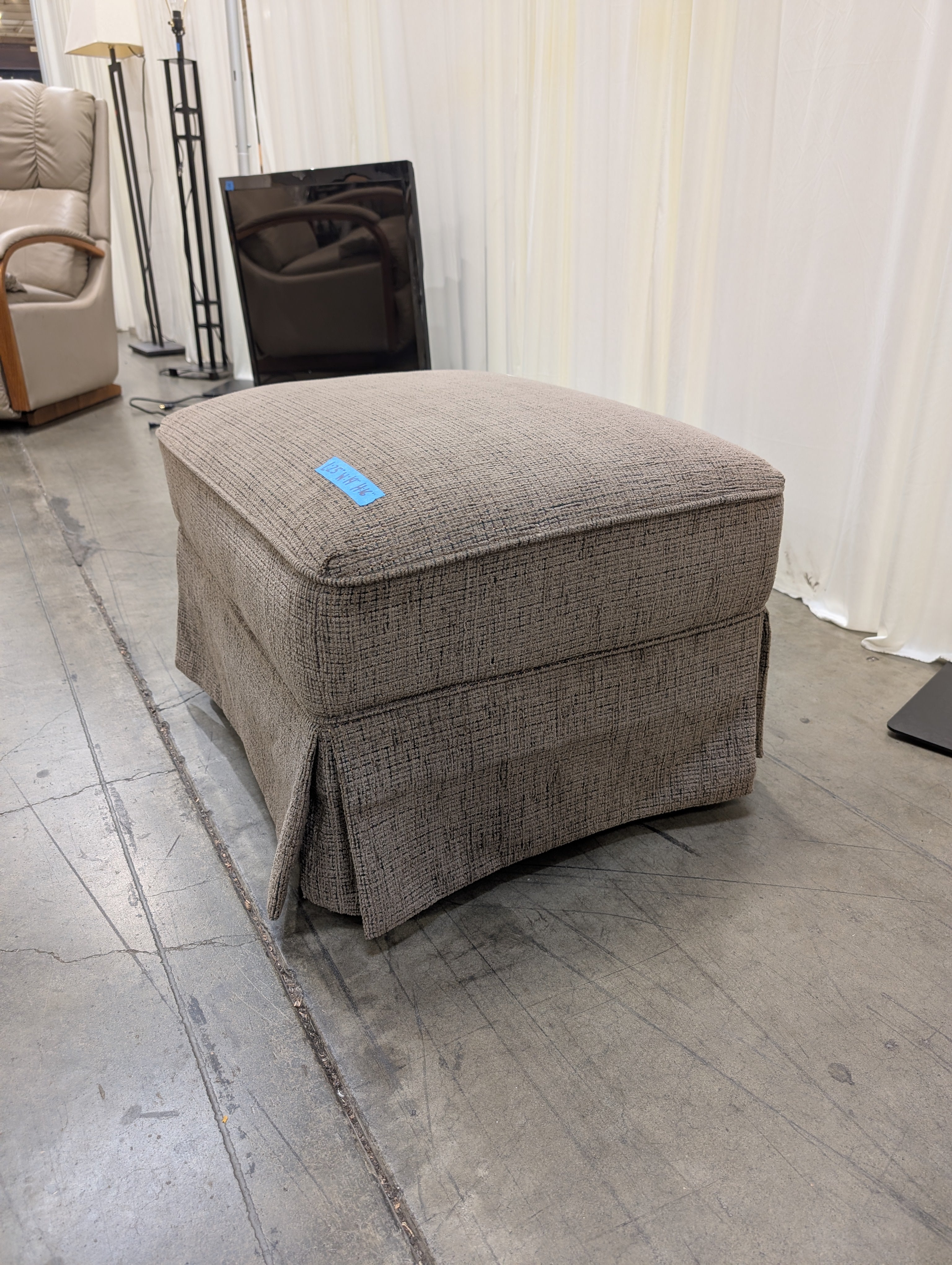 Brown Textured Fabric  Ottoman