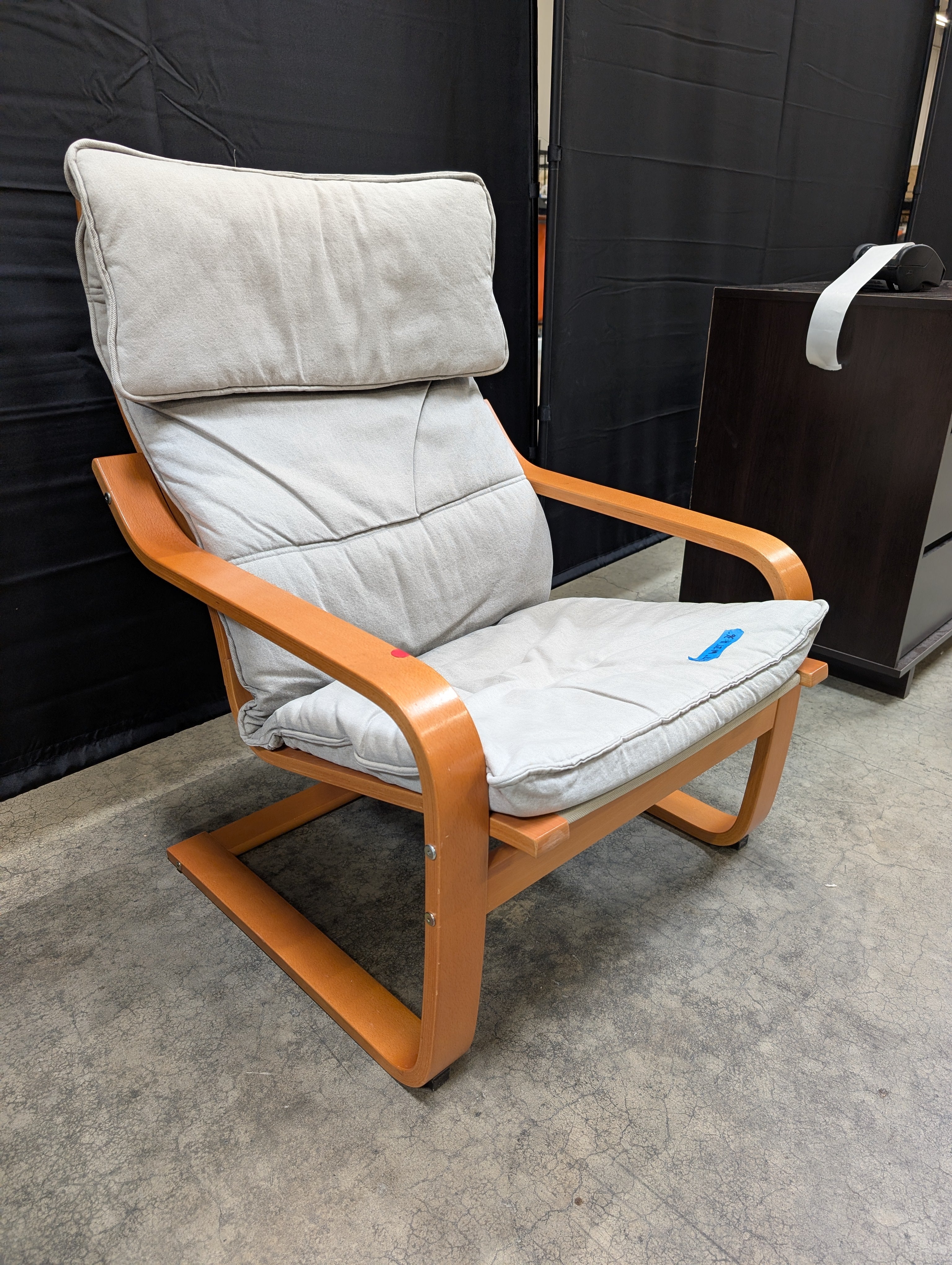 Bentwood Lounge Armchair with Grey Cushions