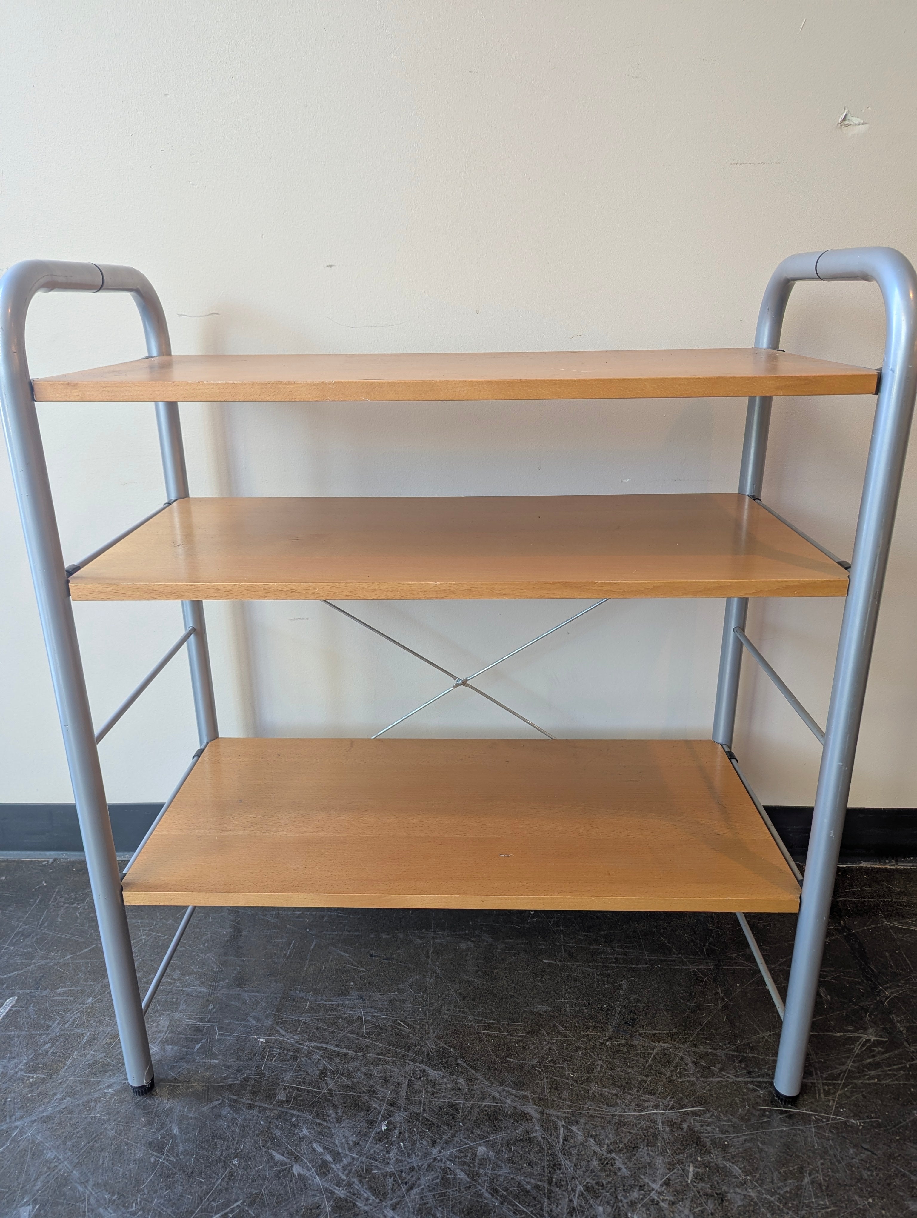 Three-Tier Wood and Metal Shelving Unit
