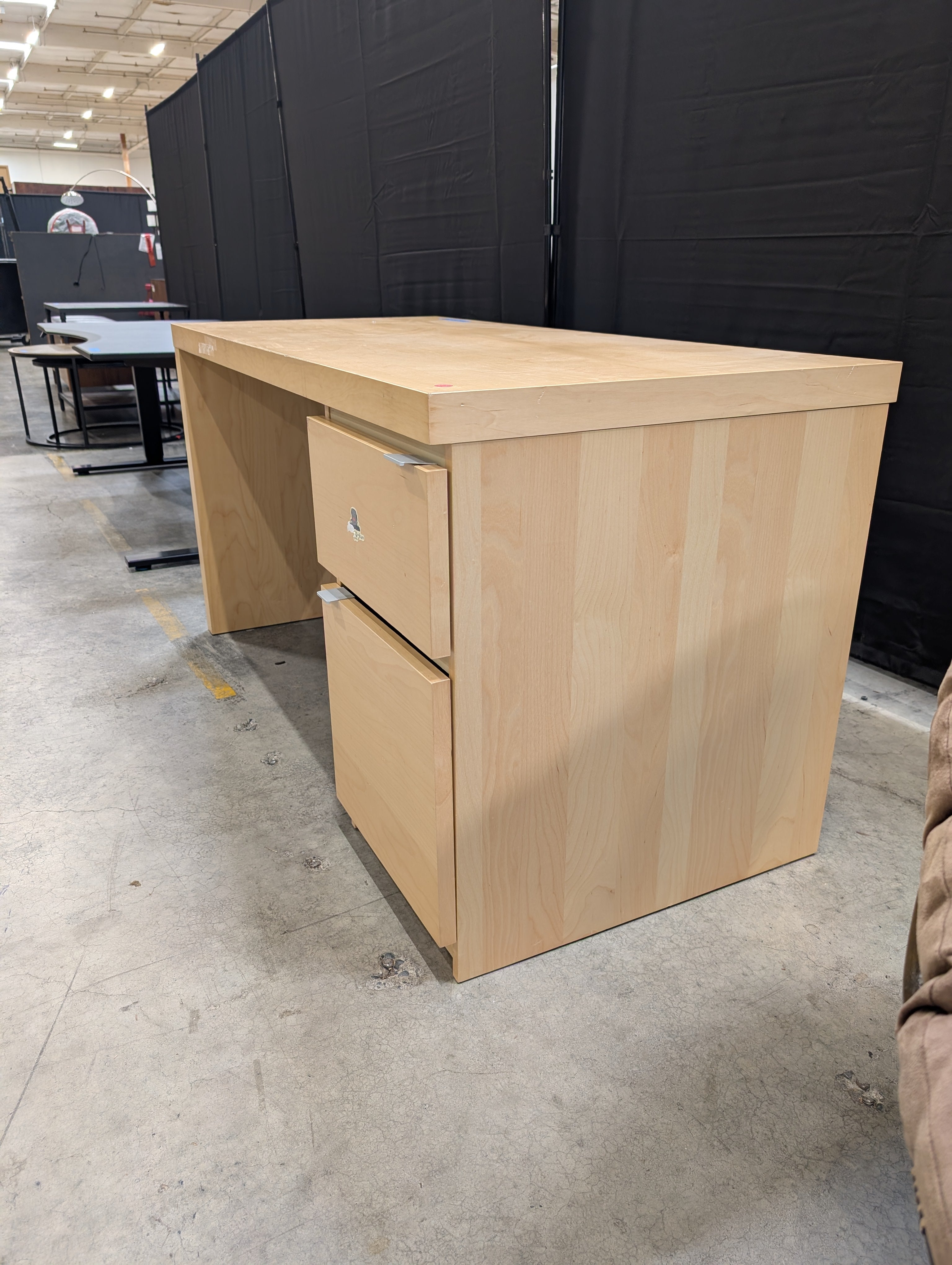 Minimalist Two-Drawer Desk in Light Wood