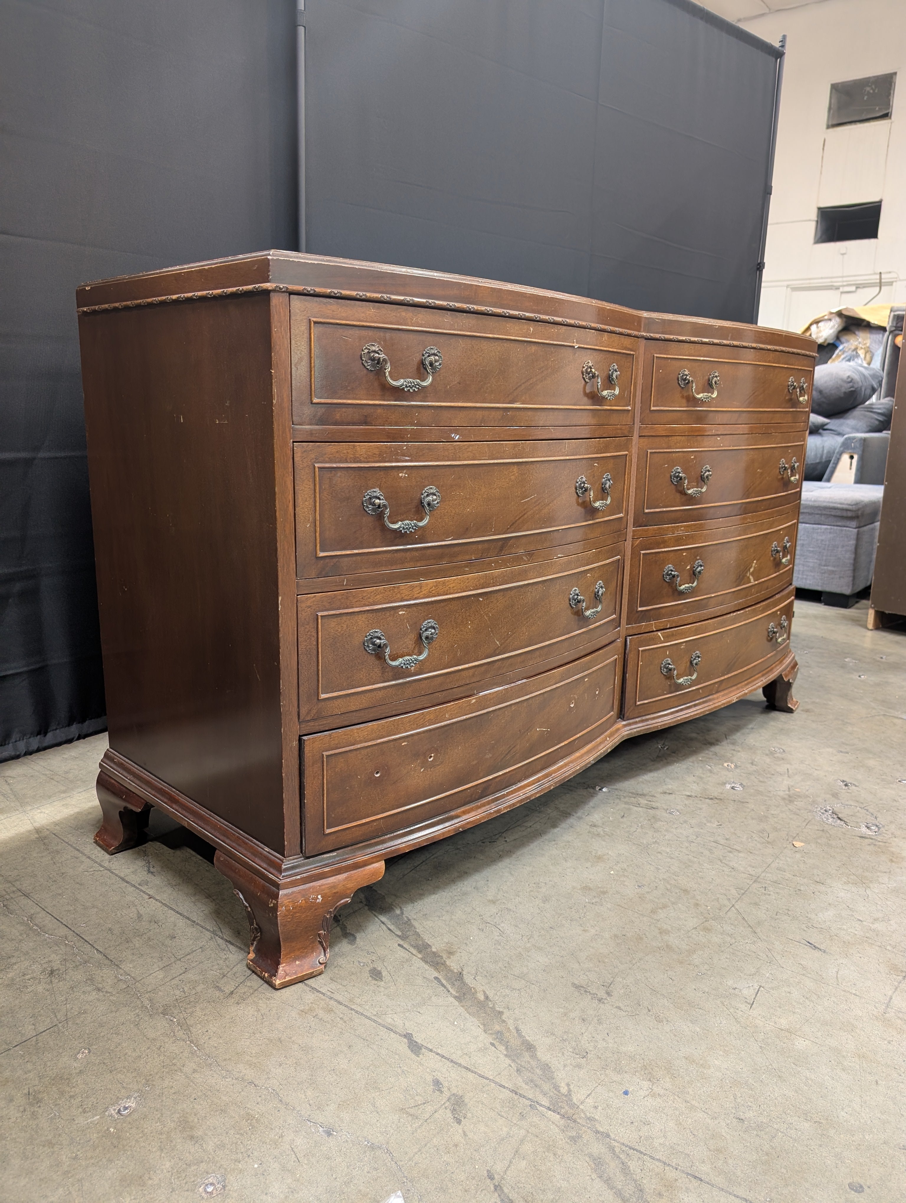 Vintage RWAY Eight Drawer Wood Dresser