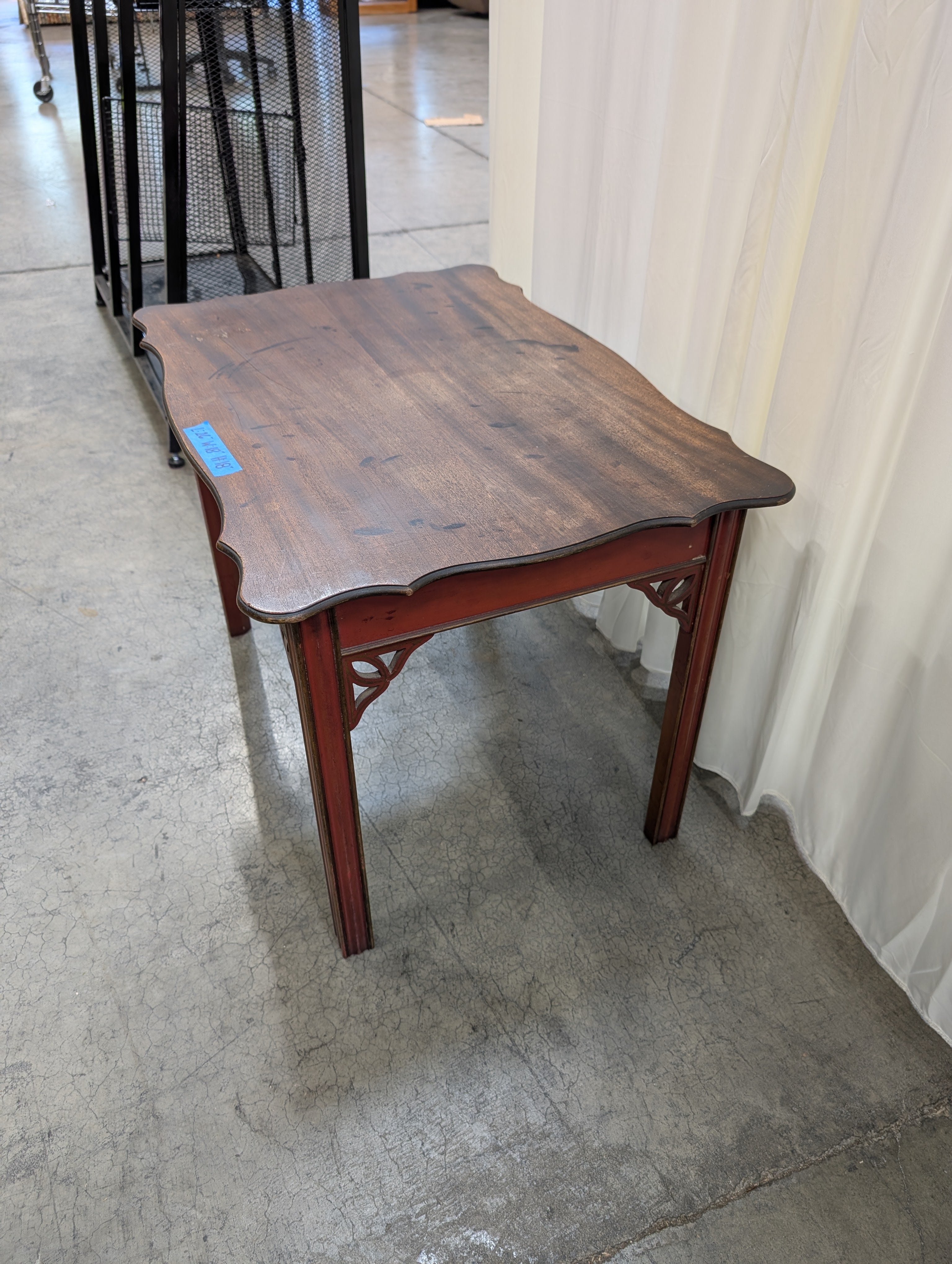 Scalloped Traditional End Table in Dark Wood