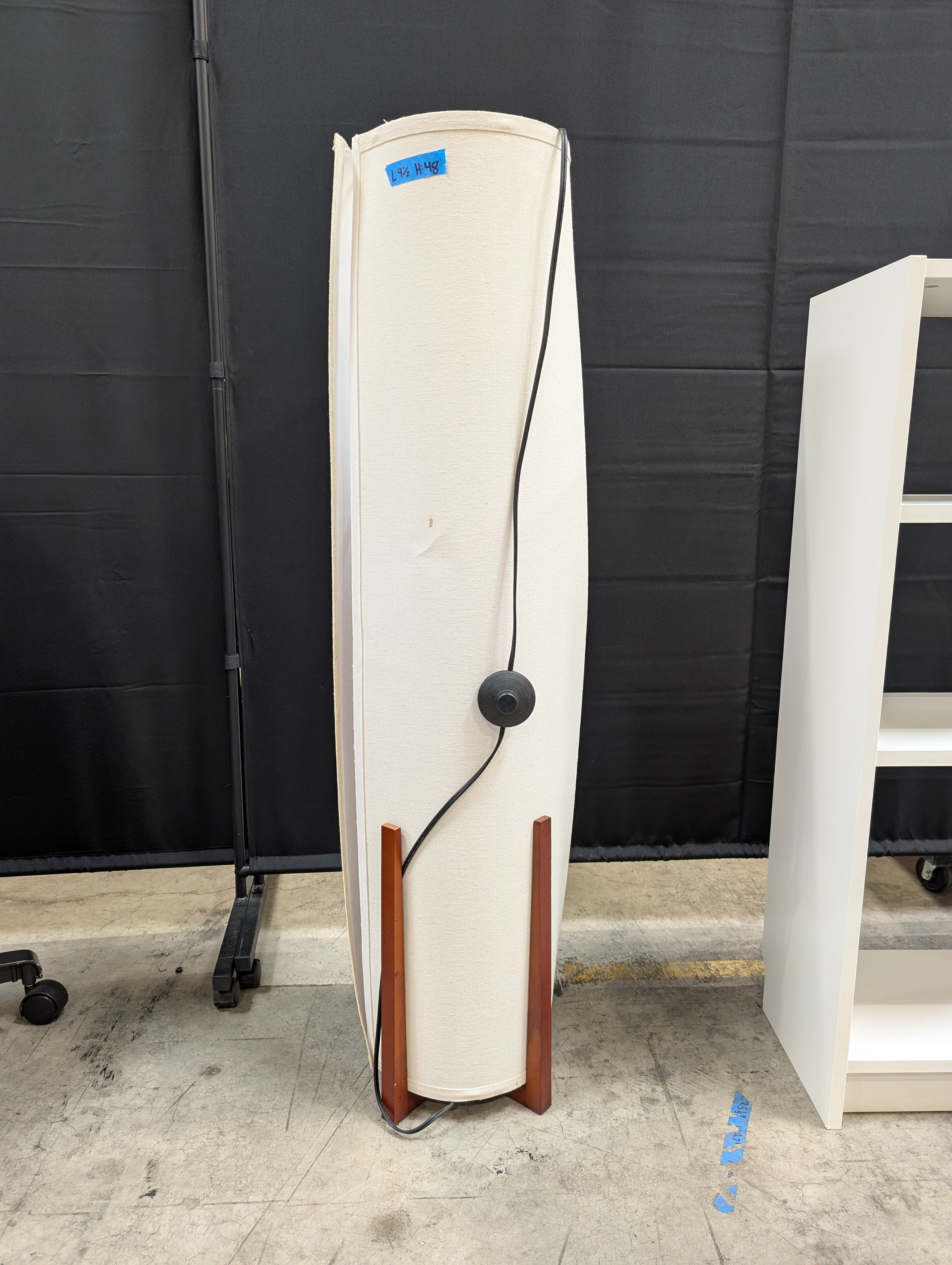 Mid-Century Wood Floor Lamp with Fabric Shade