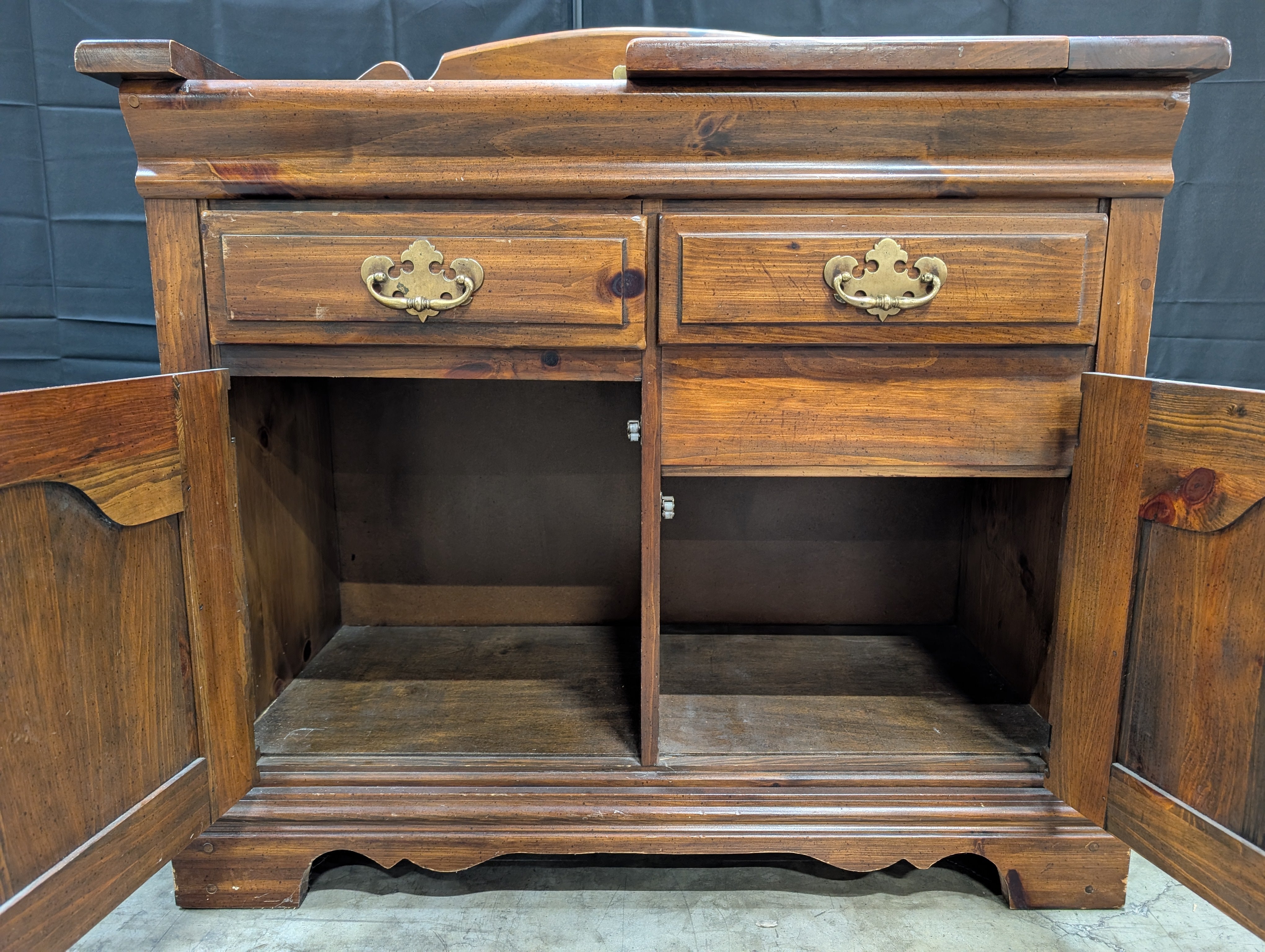 Virginia House - Rustic Pine Dry Sink Cabinet with Brass Hardware