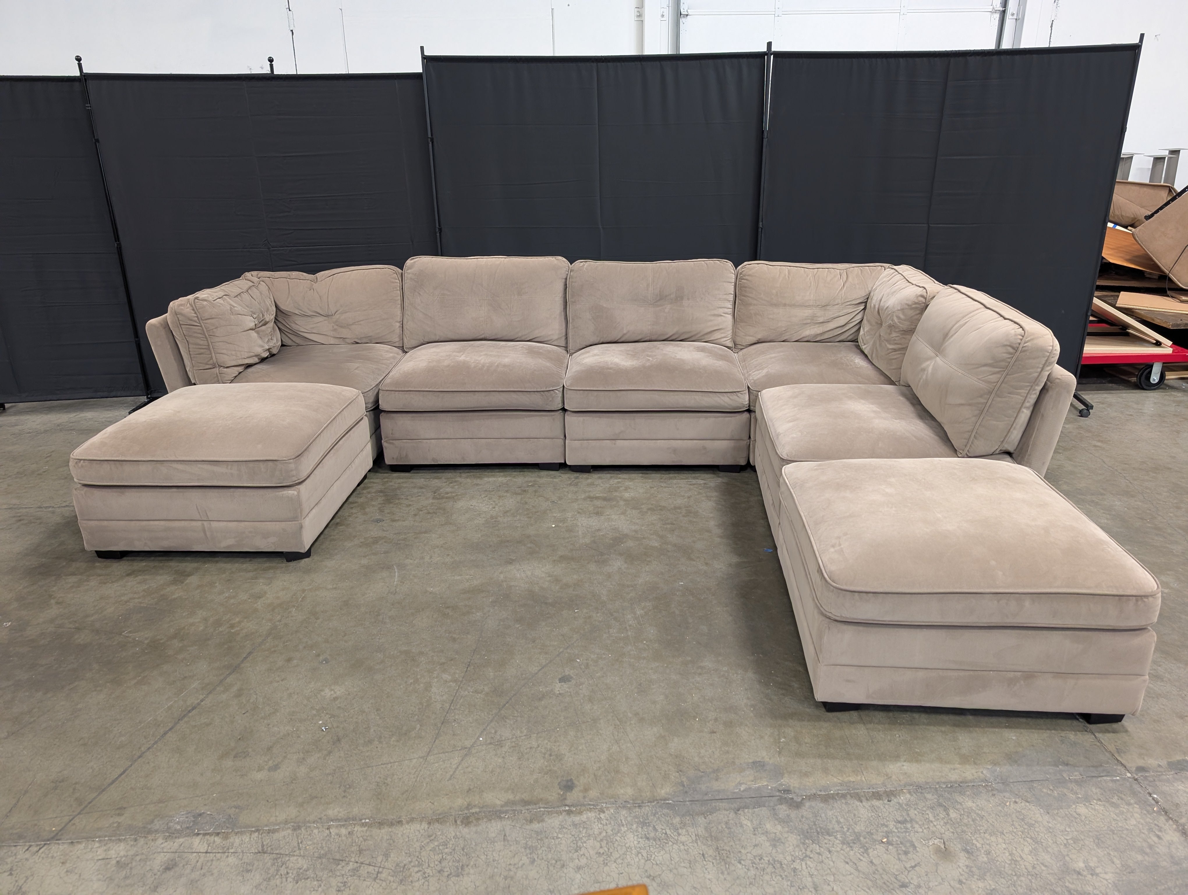 Modular Taupe Fabric Sectional Couch