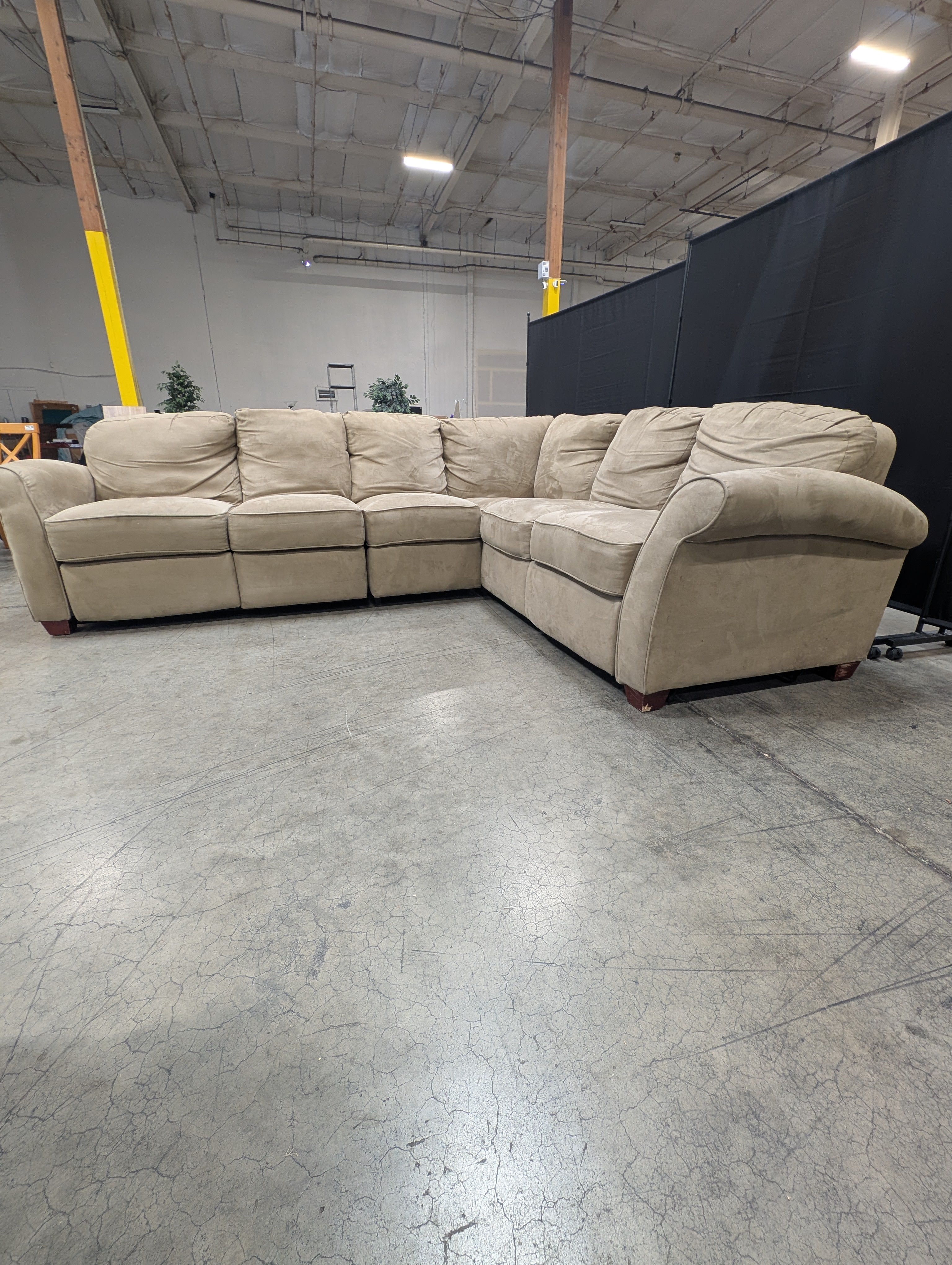 Spacious Tan L-Shaped Sectional Sofa
