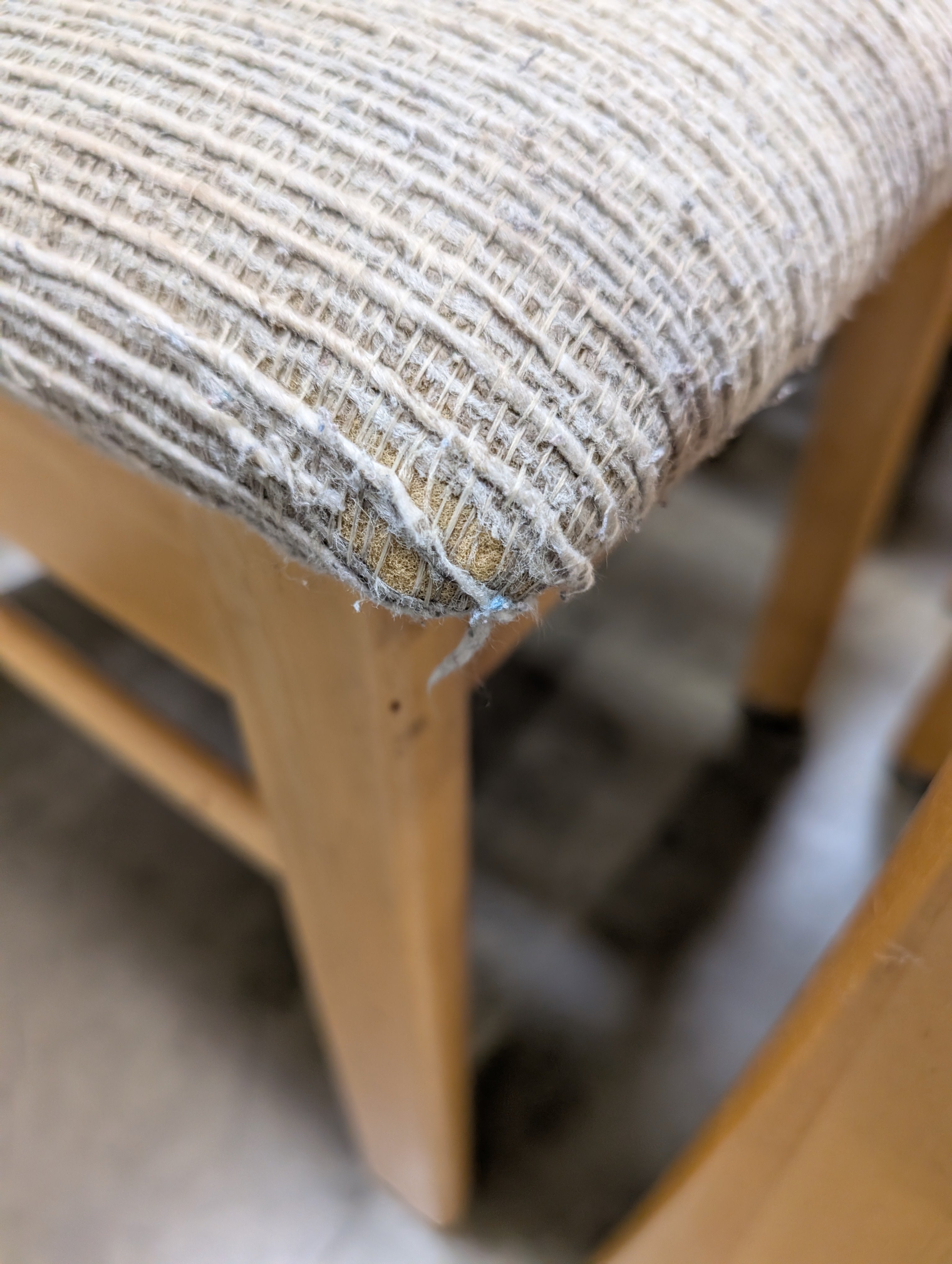 Set of Six Slat-Back Wooden Dining Chair with Padded Seat