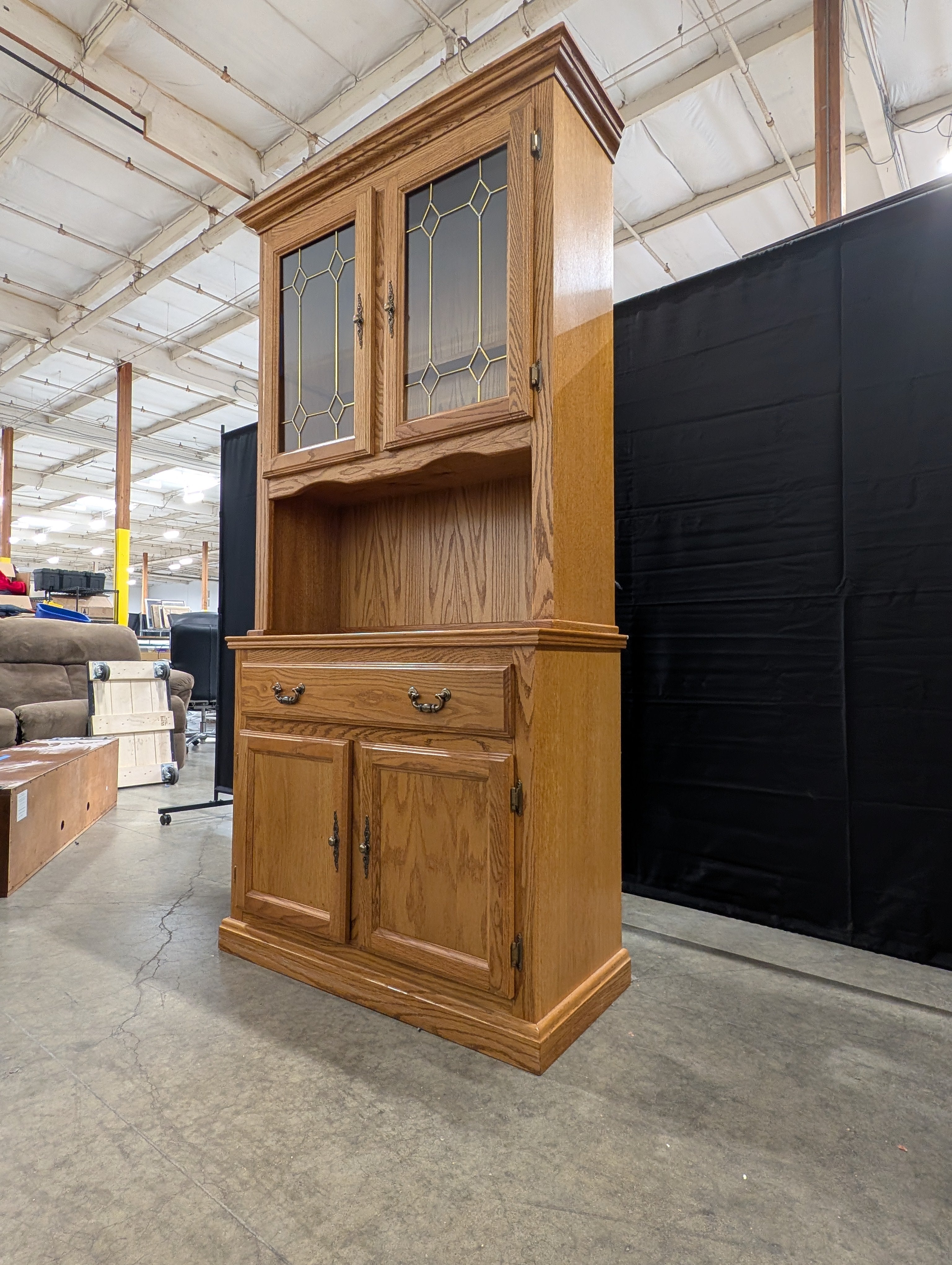 Traditional Brown Wood Storage Cabinet with Two Drawers