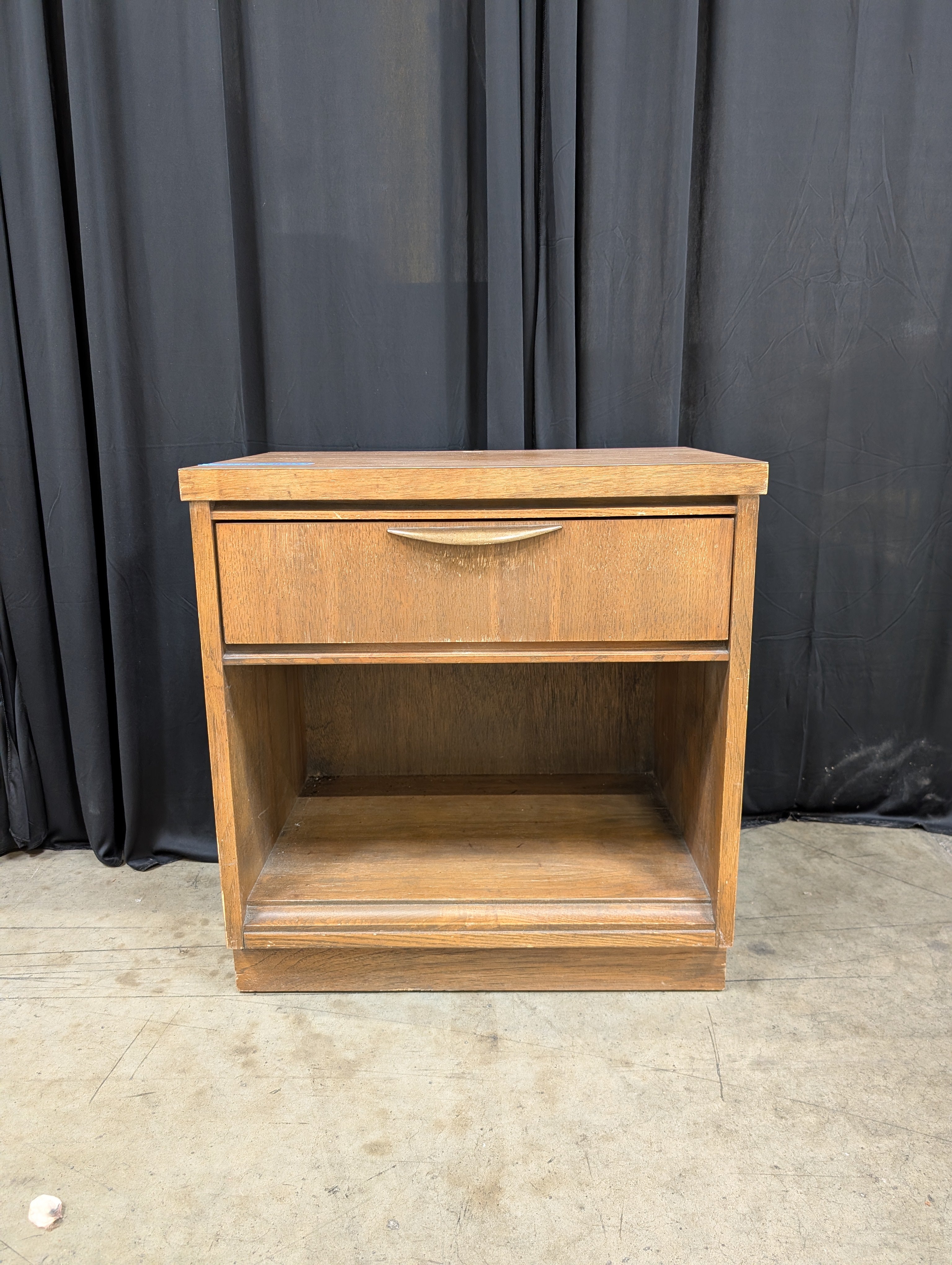 Medium Brown Wood Nightstand with Open Shelf
