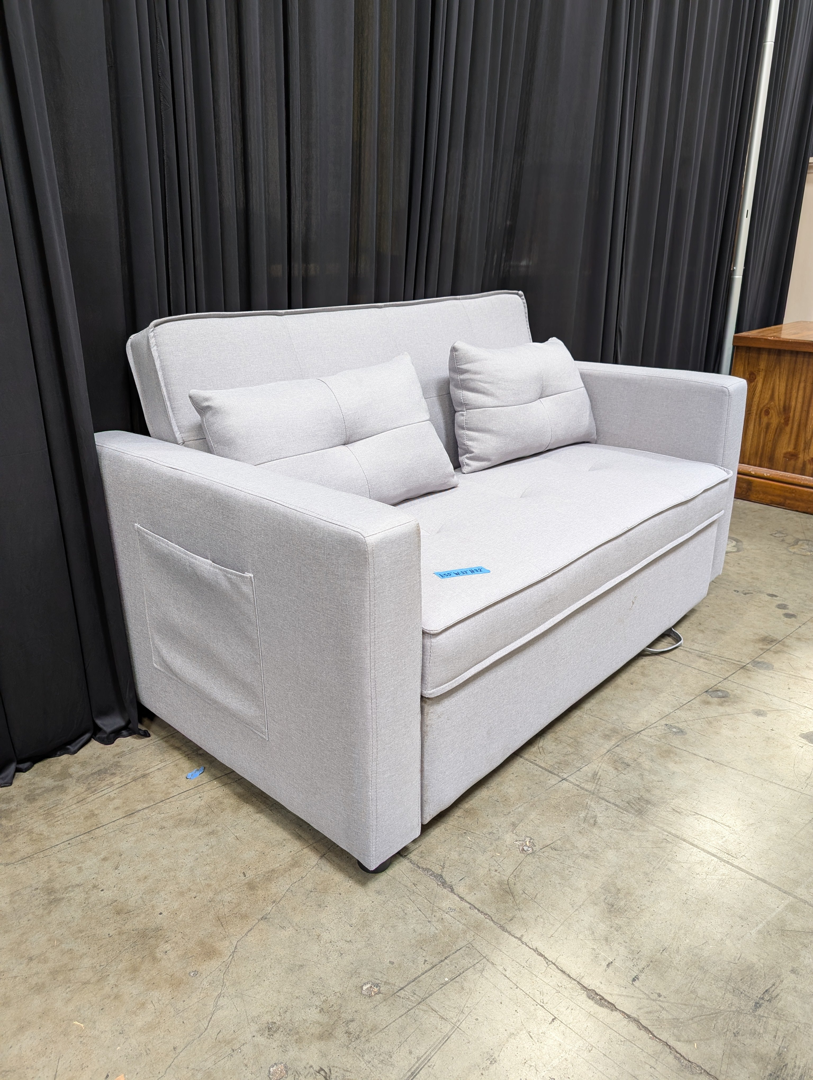 Light Grey Upholstered Loveseat with Pull Out Bed