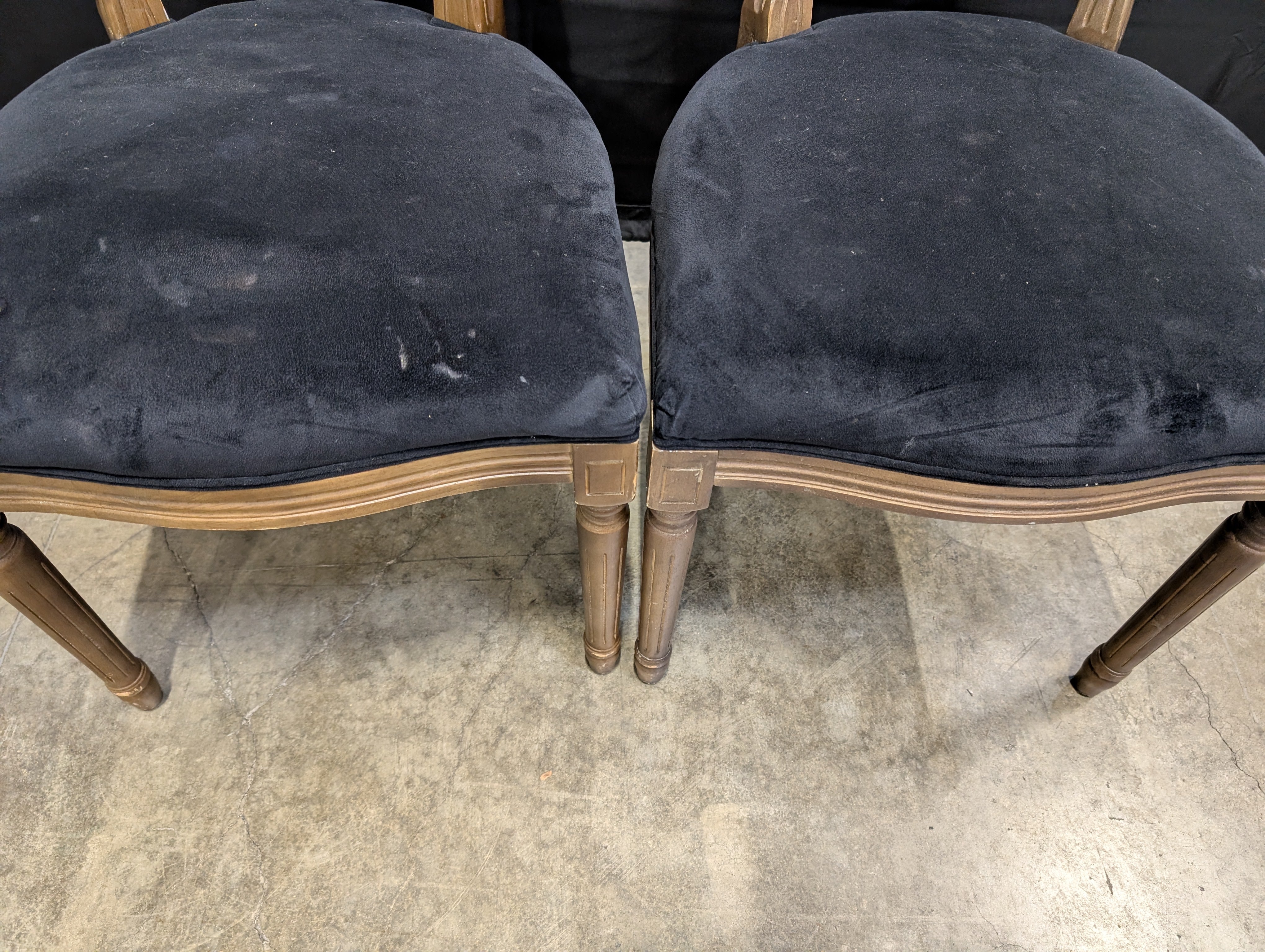 Pair of Traditional Dark Upholstered Wood Frame Chairs