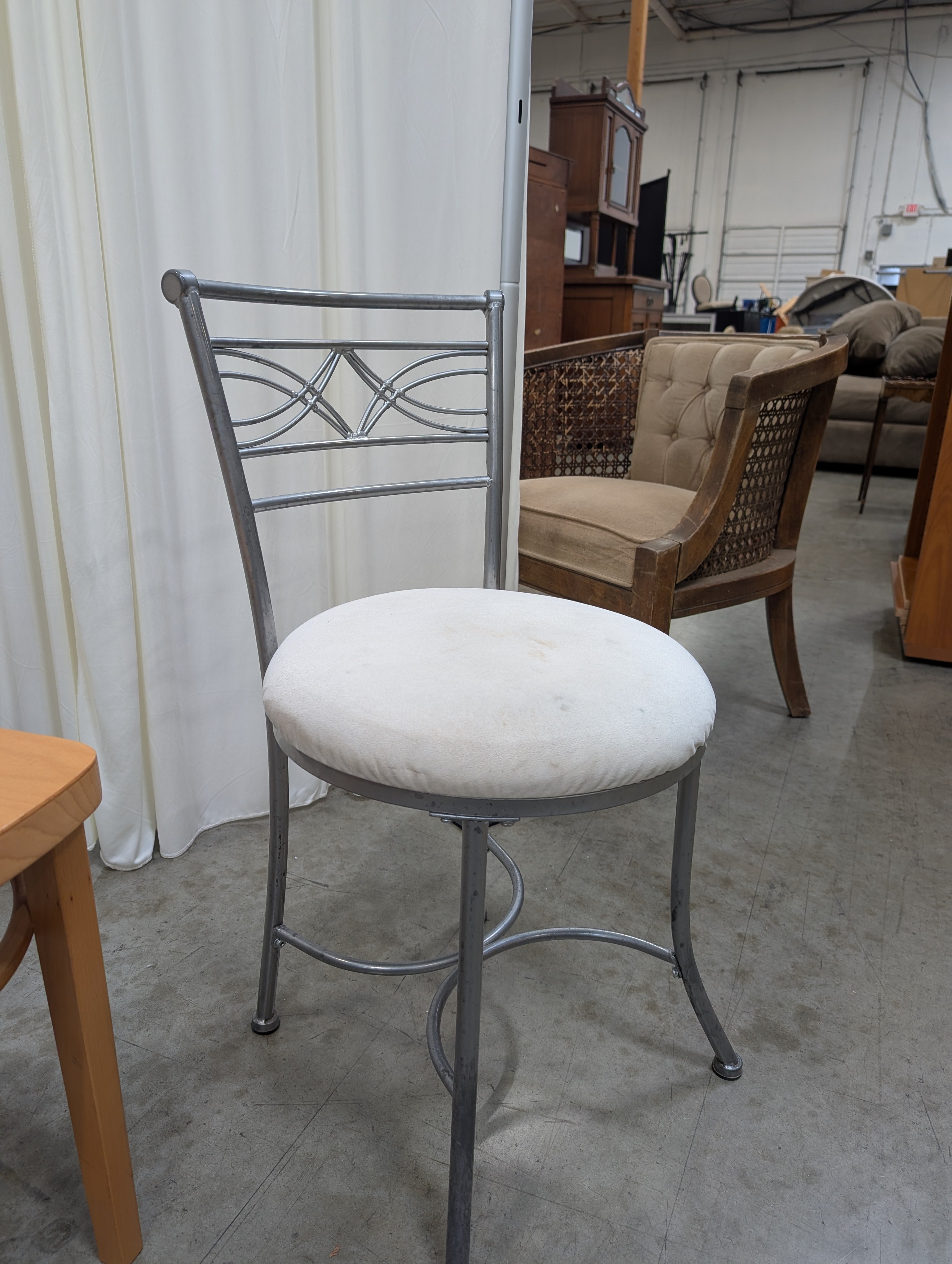 Contemporary Metal Frame Accent Stool with Padded Seat