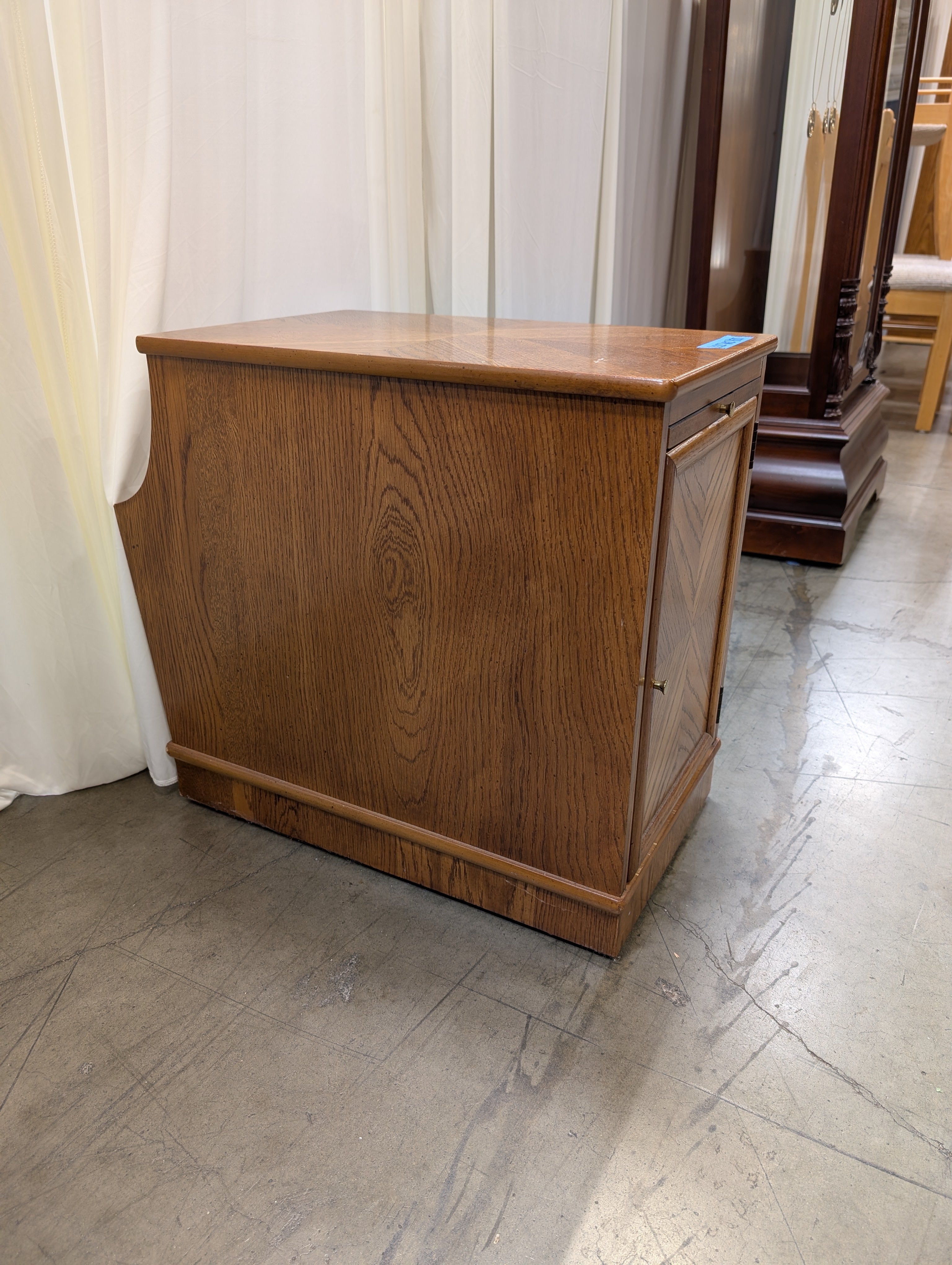 Brown Hardwood End Table with Magazine Rack