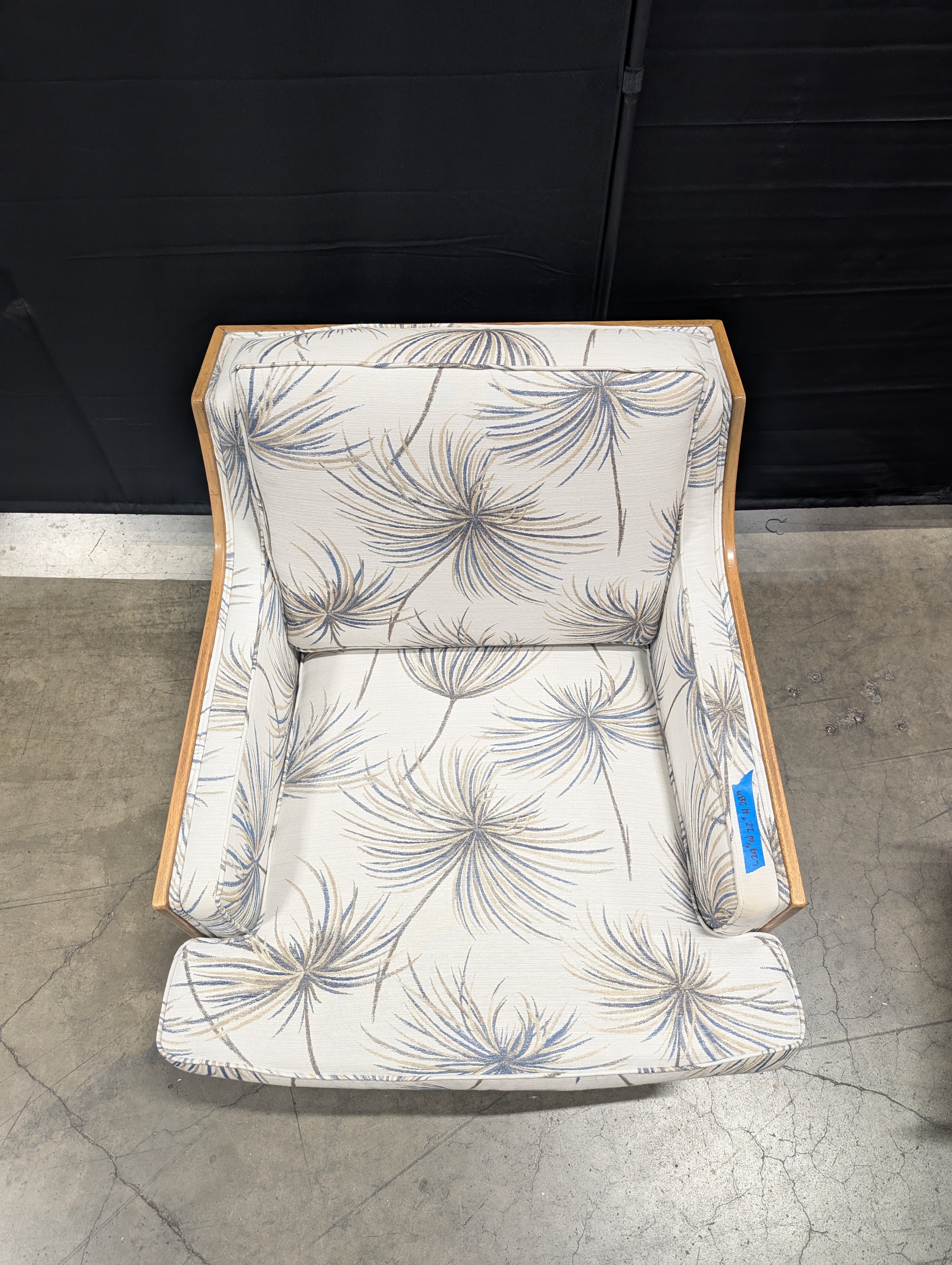 Wood Frame Armchair with Botanical Print Upholstery