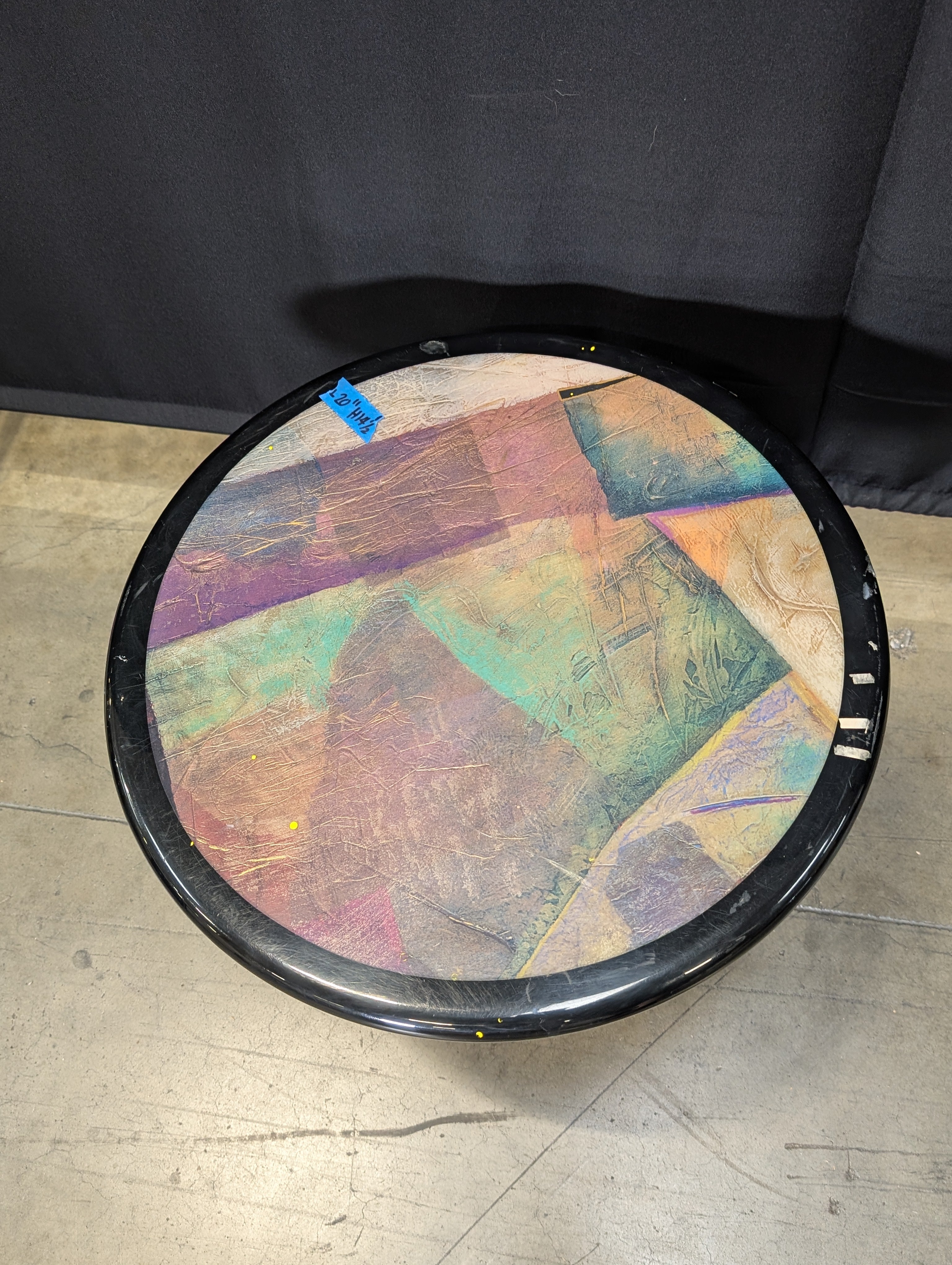 Abstract Art Top Pedestal Side Table