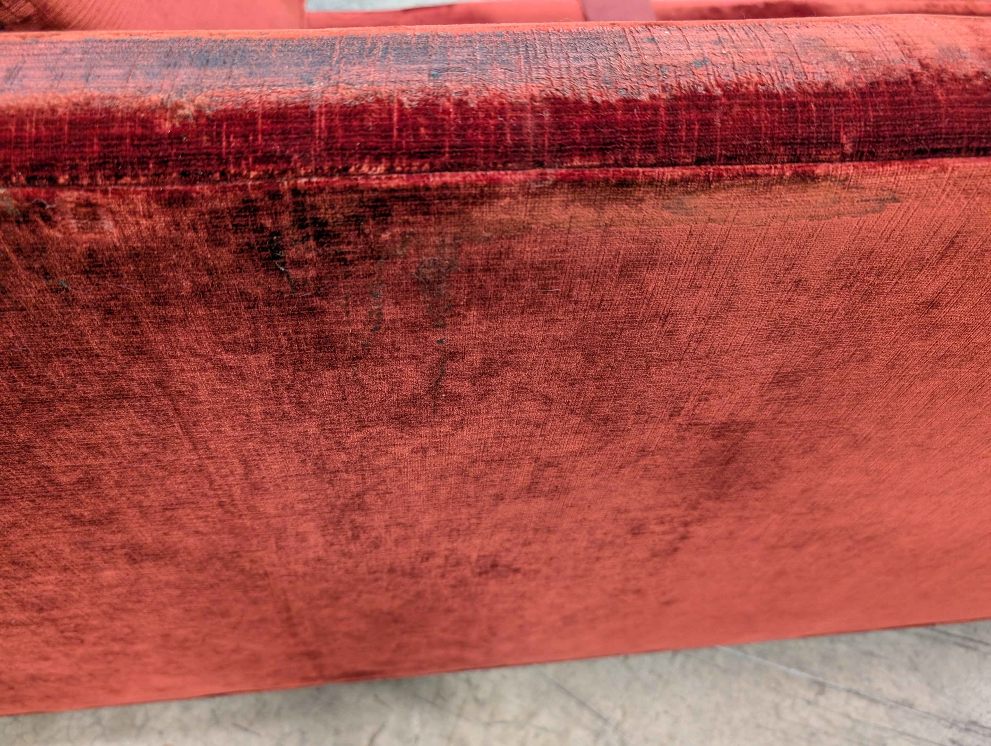Used Vintage Style Red Velvet Sectional Sofa