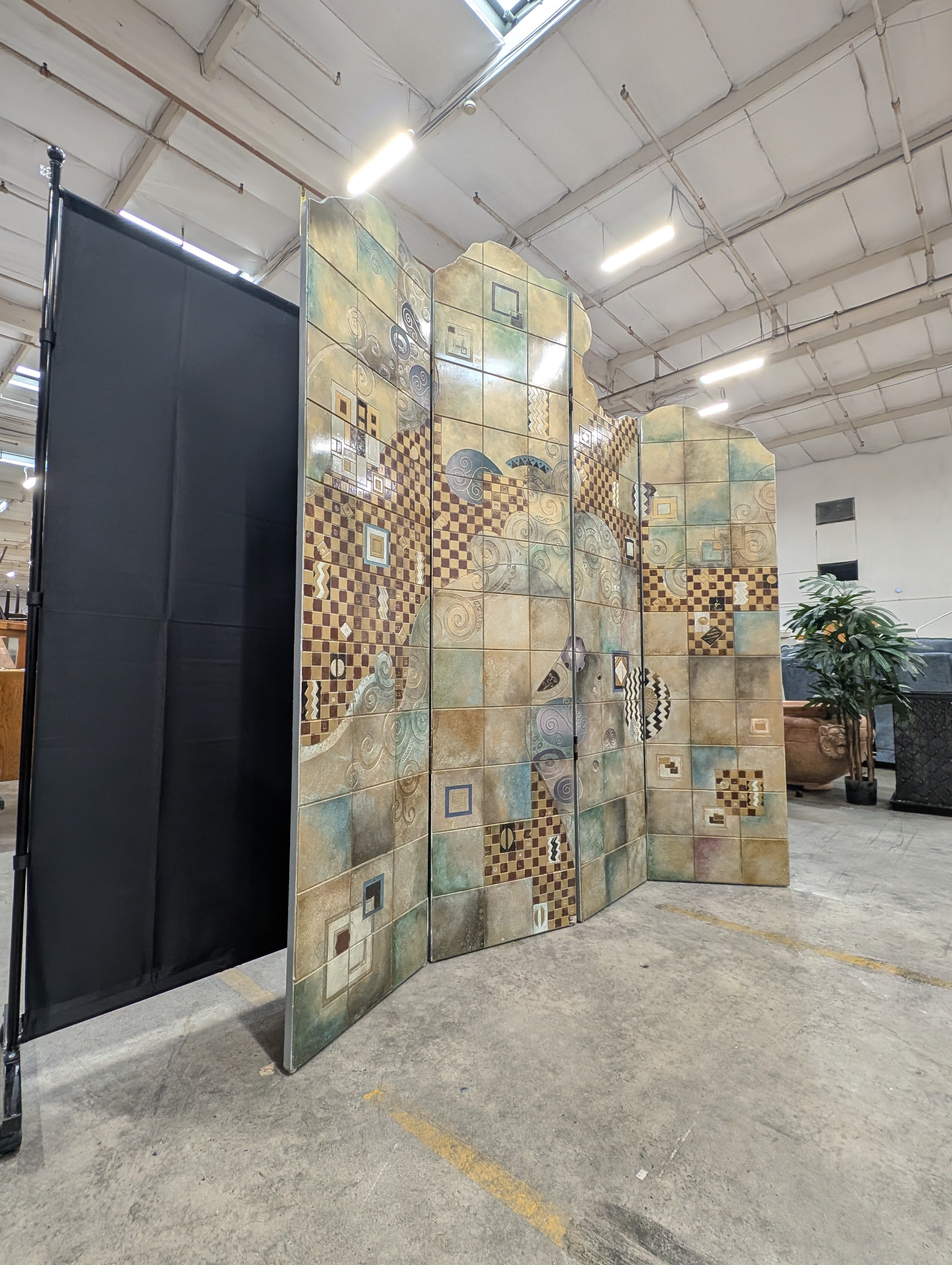 Abstract Artistic Three-Panel Room Divider Screen