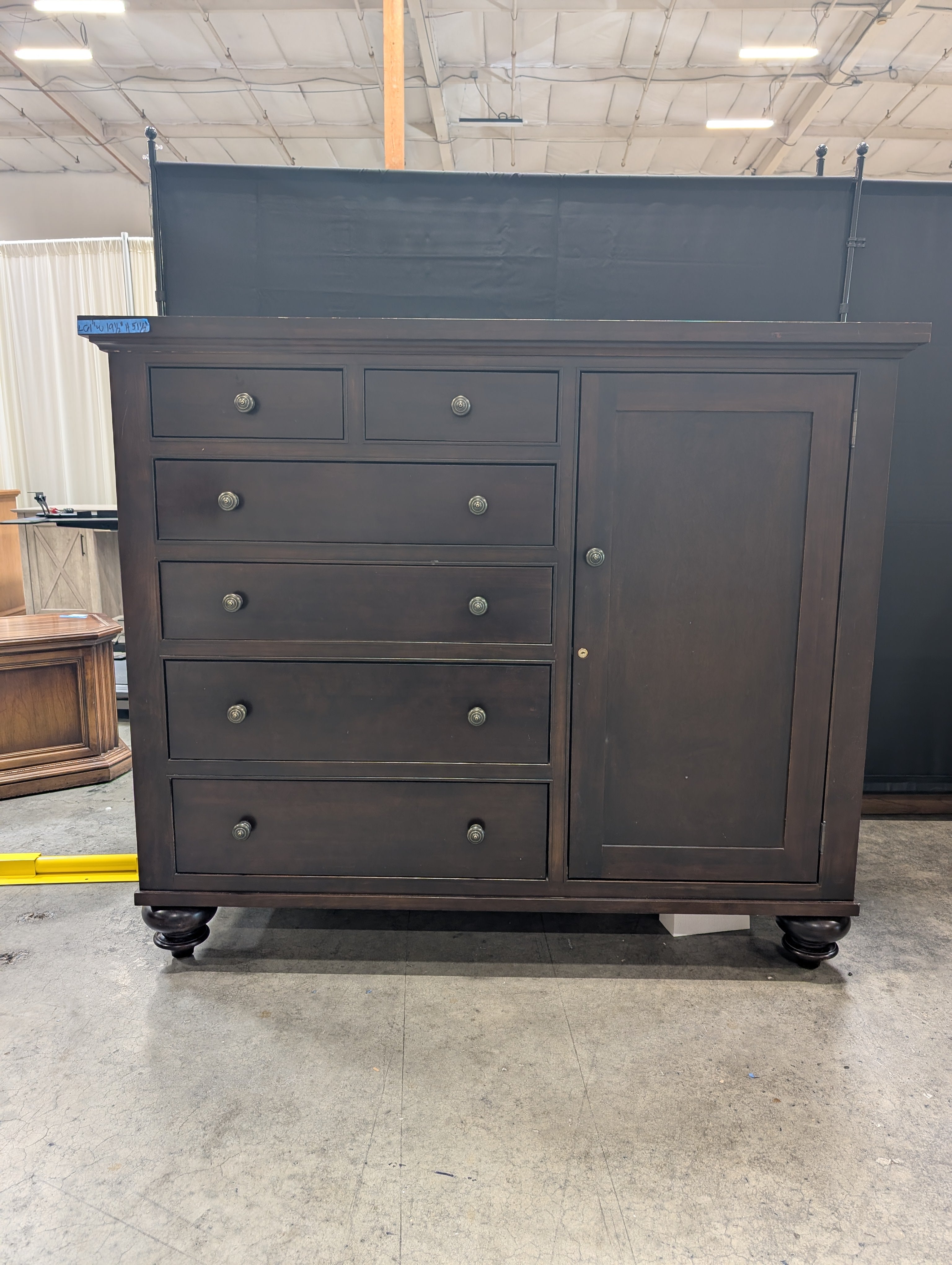 Restoration Hardware Dark Espresso Wood Dresser with Side Cabinet