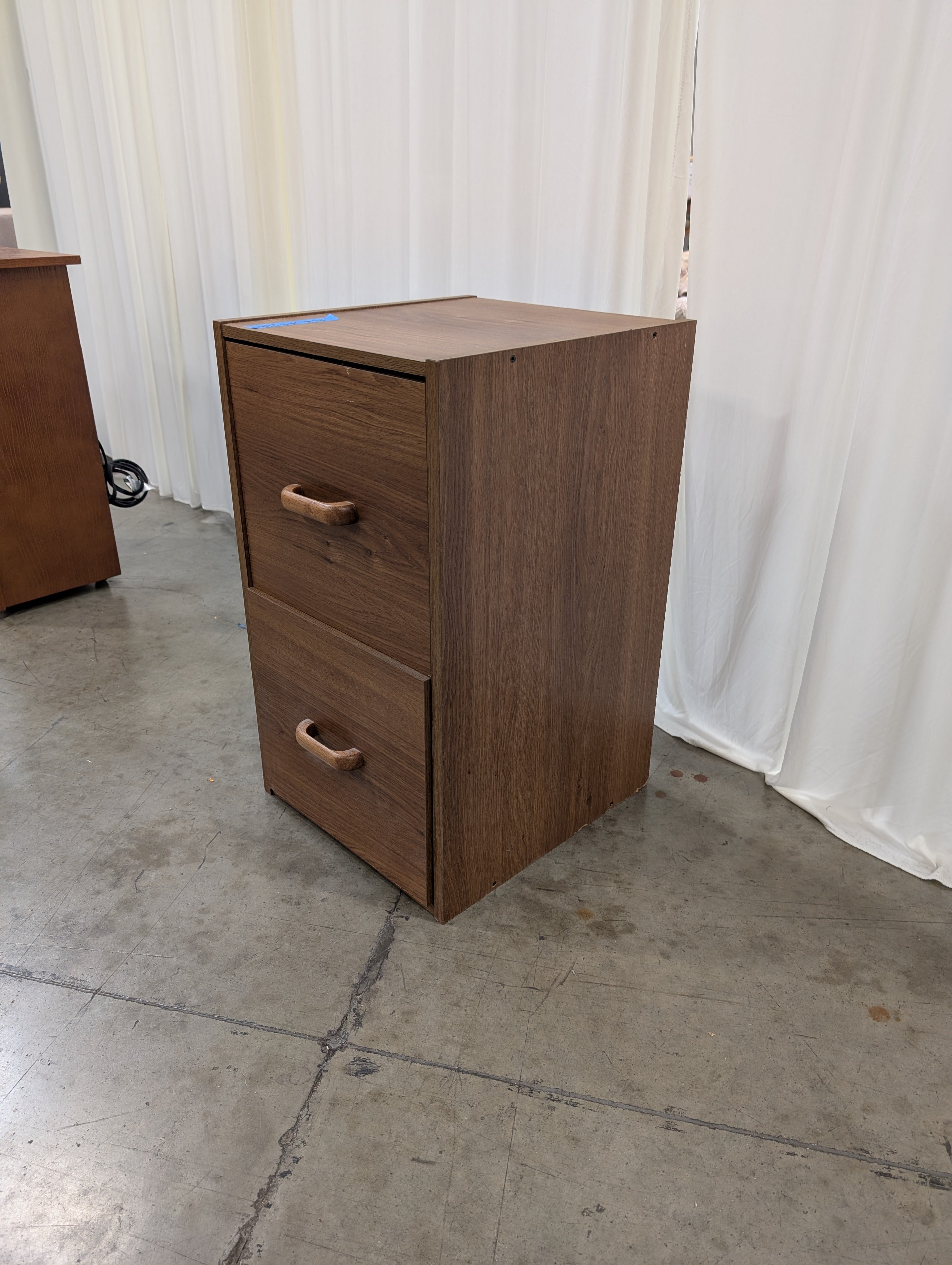 Compact Two-Drawer Wood Storage Cabinet Nightstand