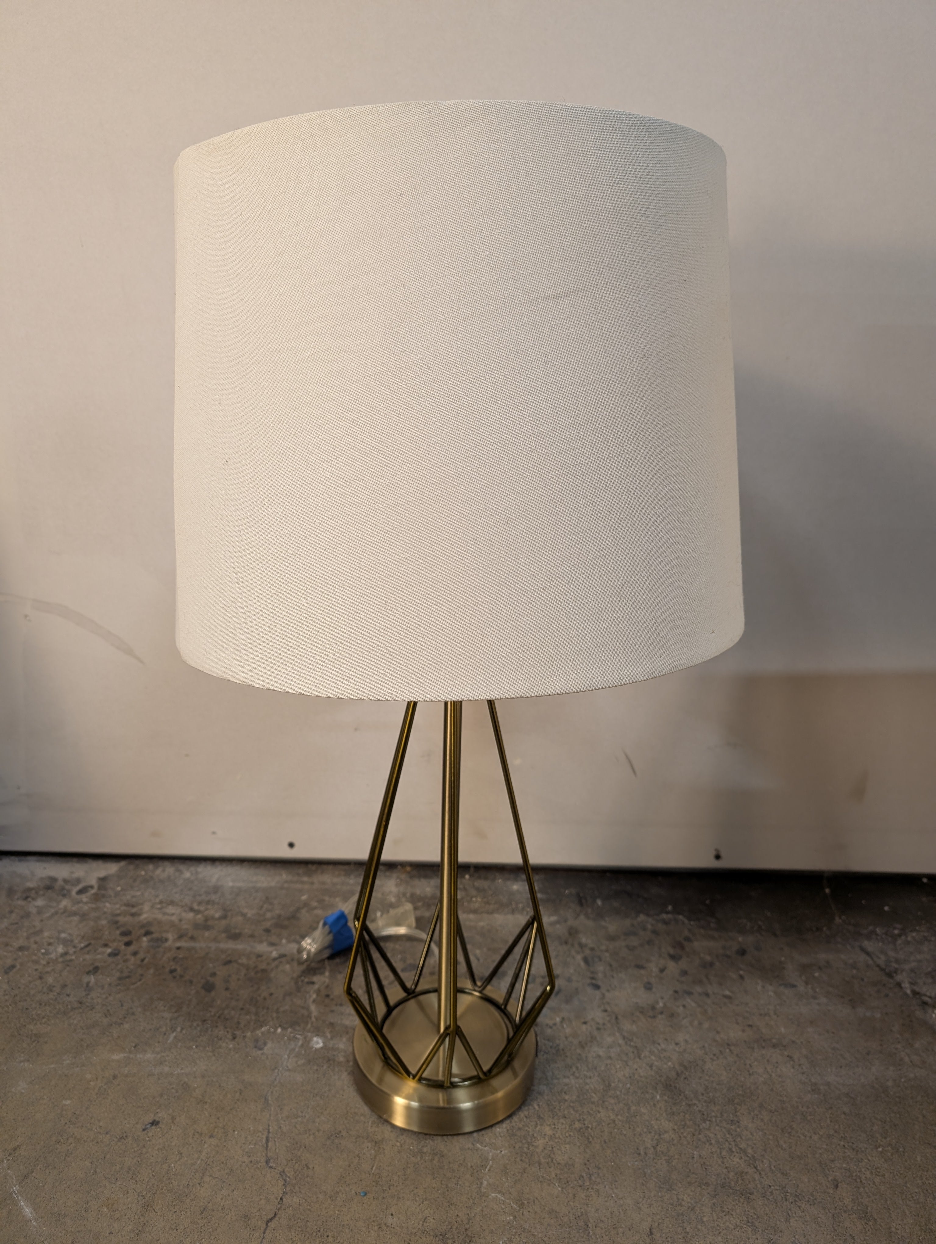 Modern Geometric Metal Table Lamp with Fabric Shade