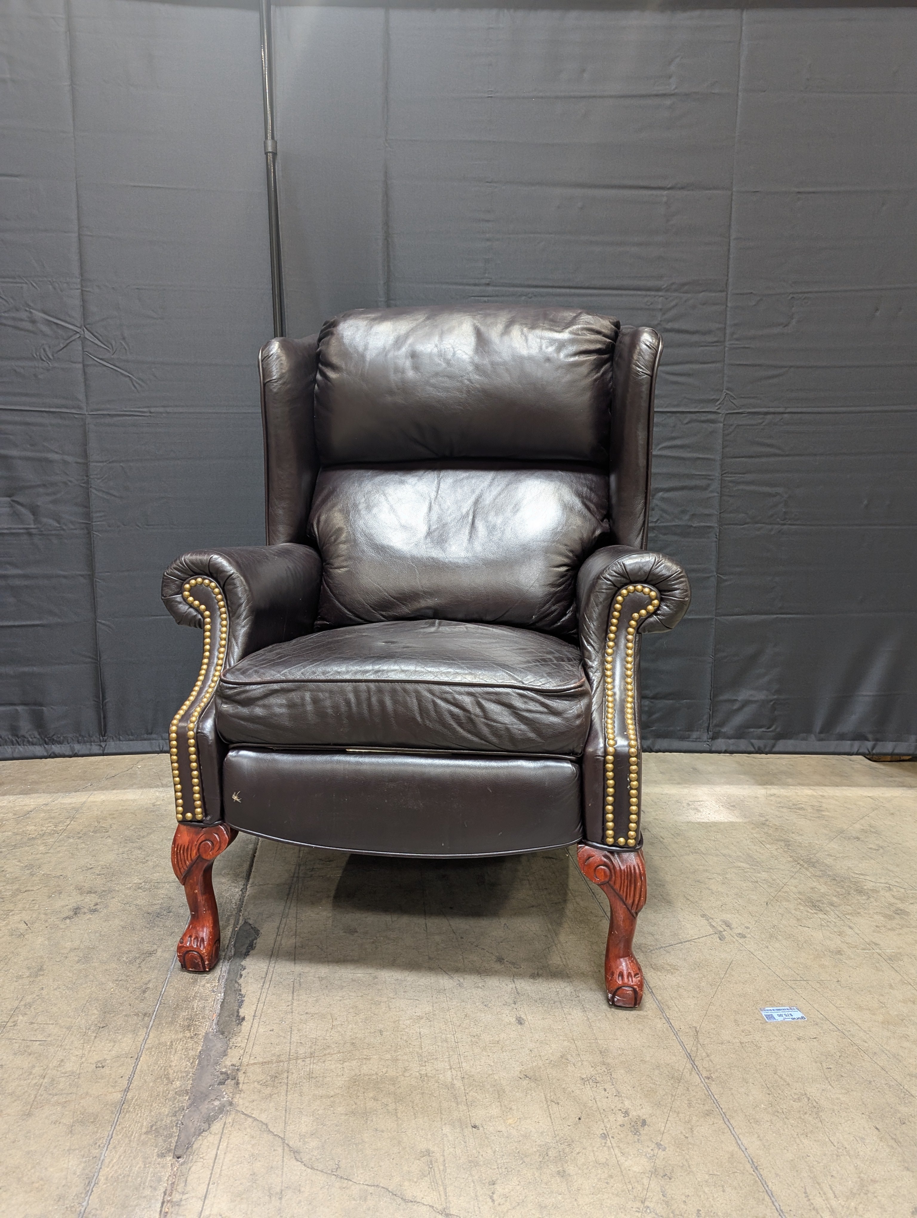 Lane Furniture Classic Dark Brown Leather Wingback Club Chair with Nailhead Trim