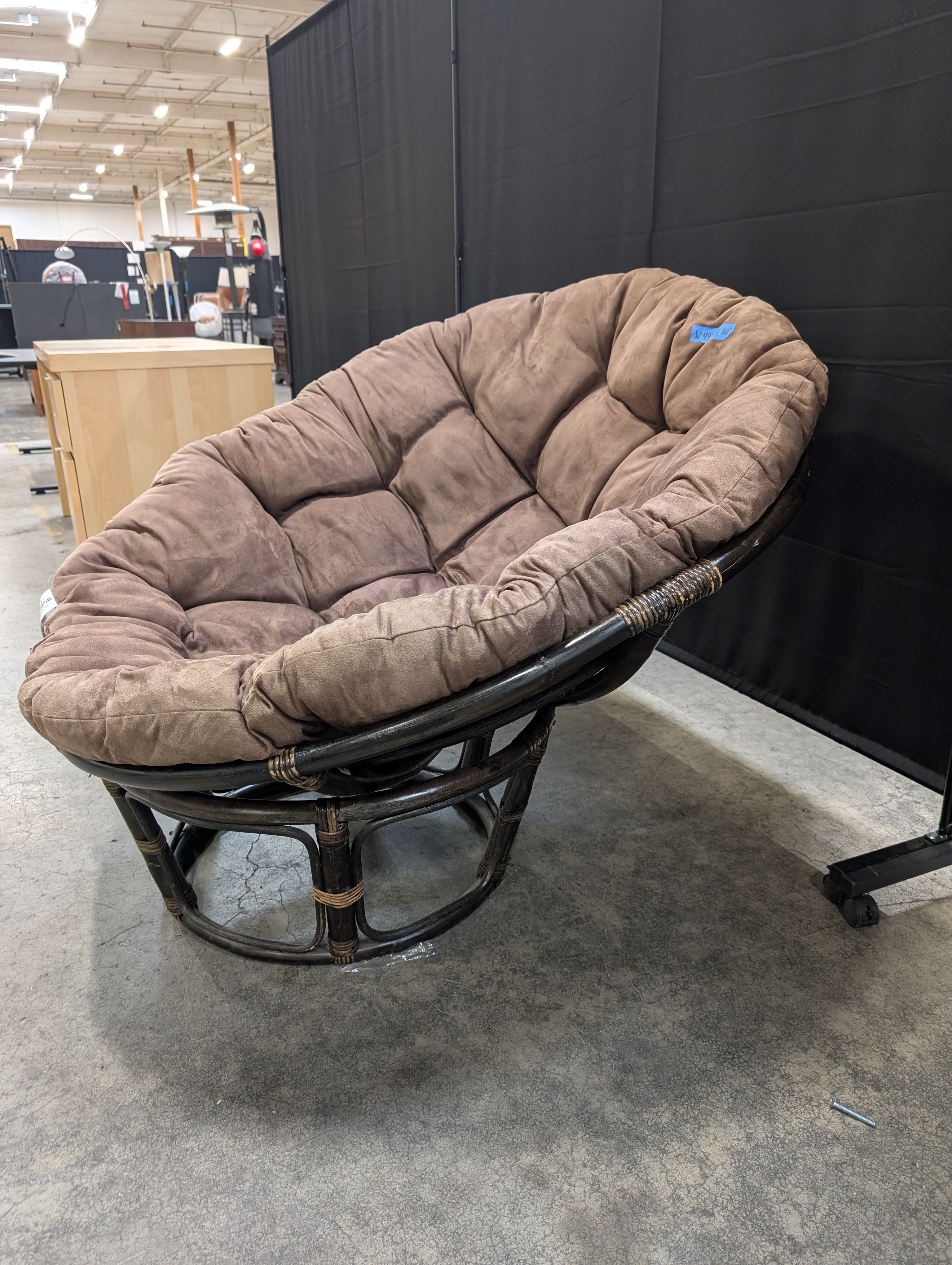 World Market Brown Papasan Chair with Tufted Cushion