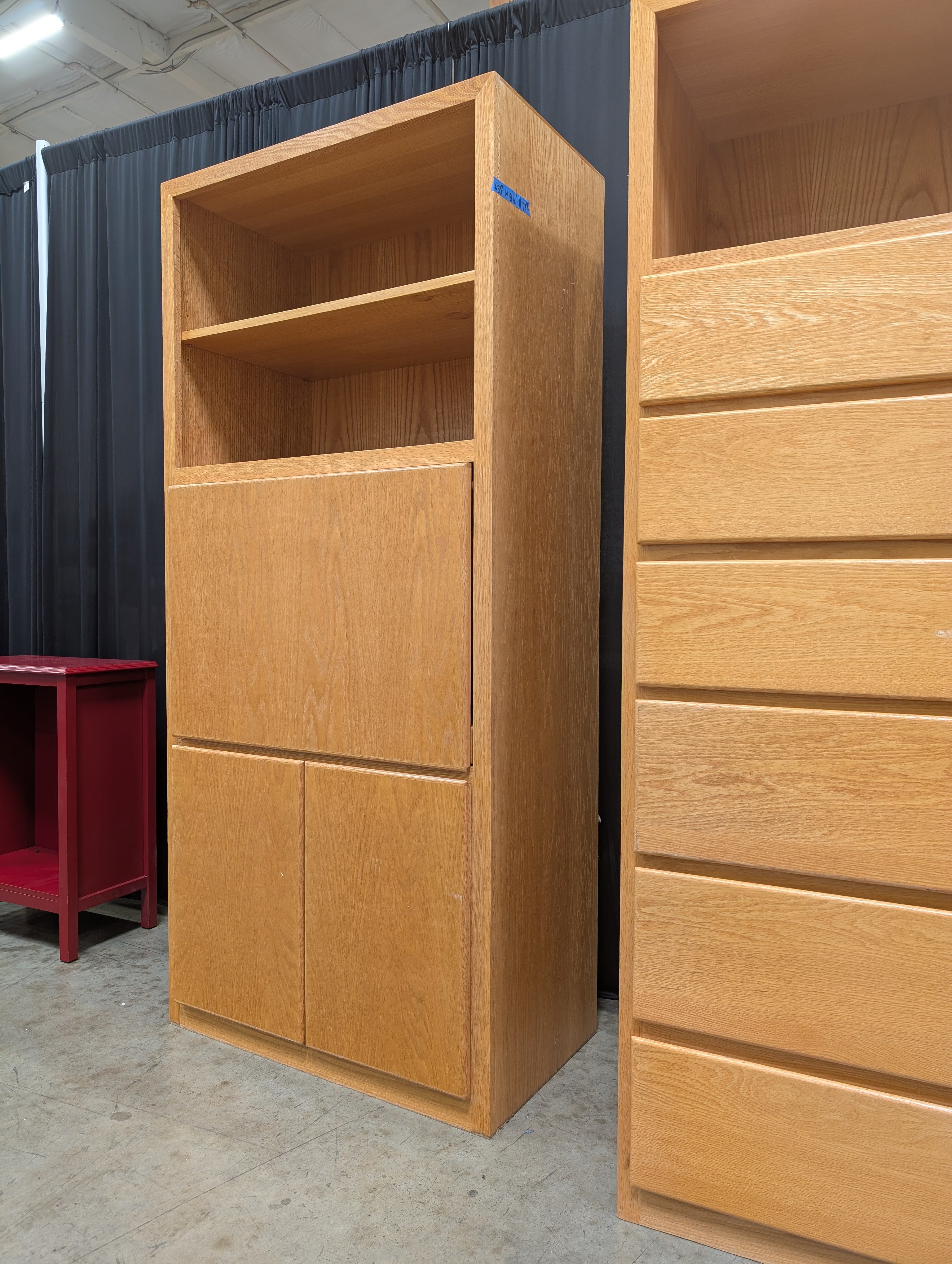 Light Wood Modular Bookcase with Closed Storage