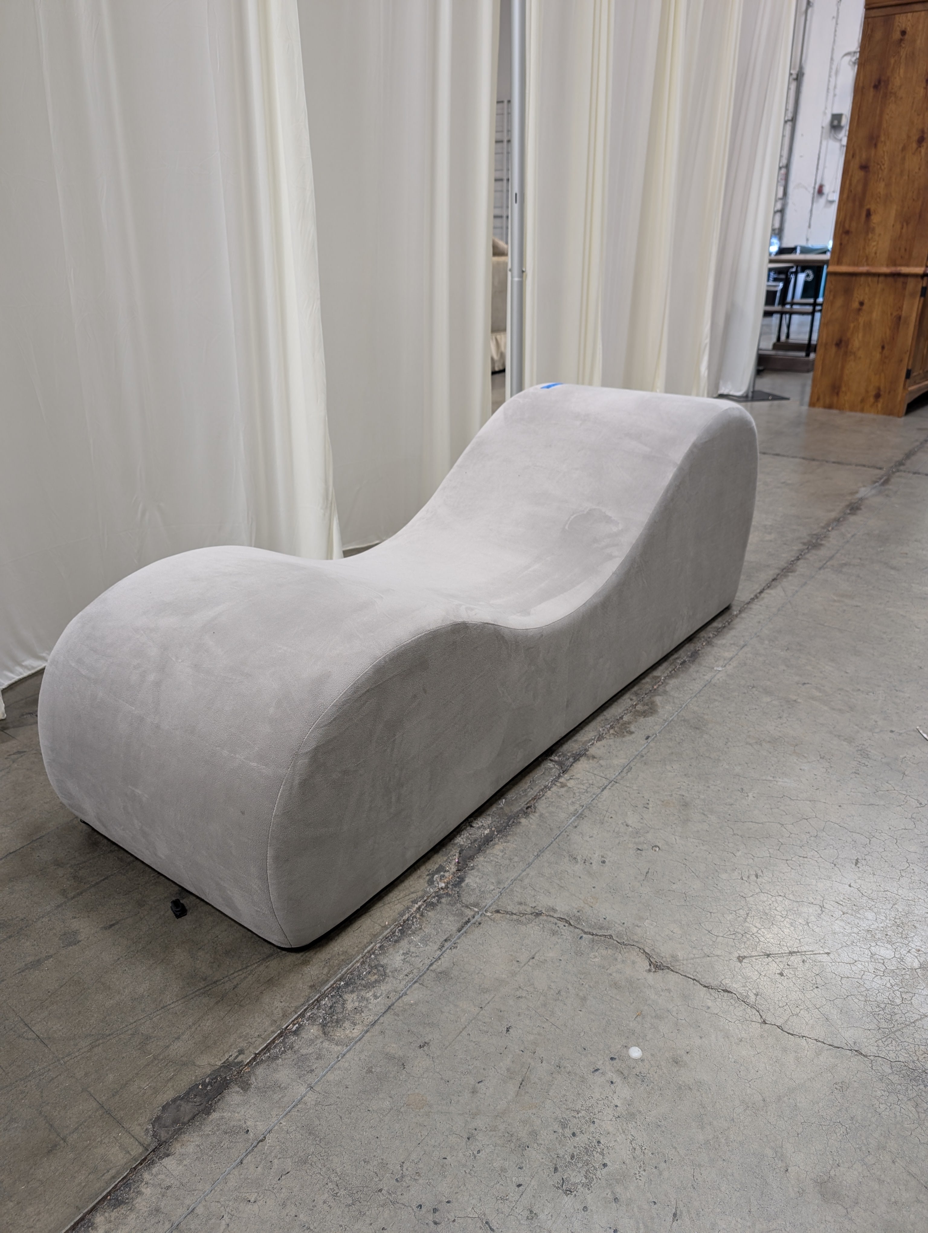 Light Beige Upholstered Curved Sofa