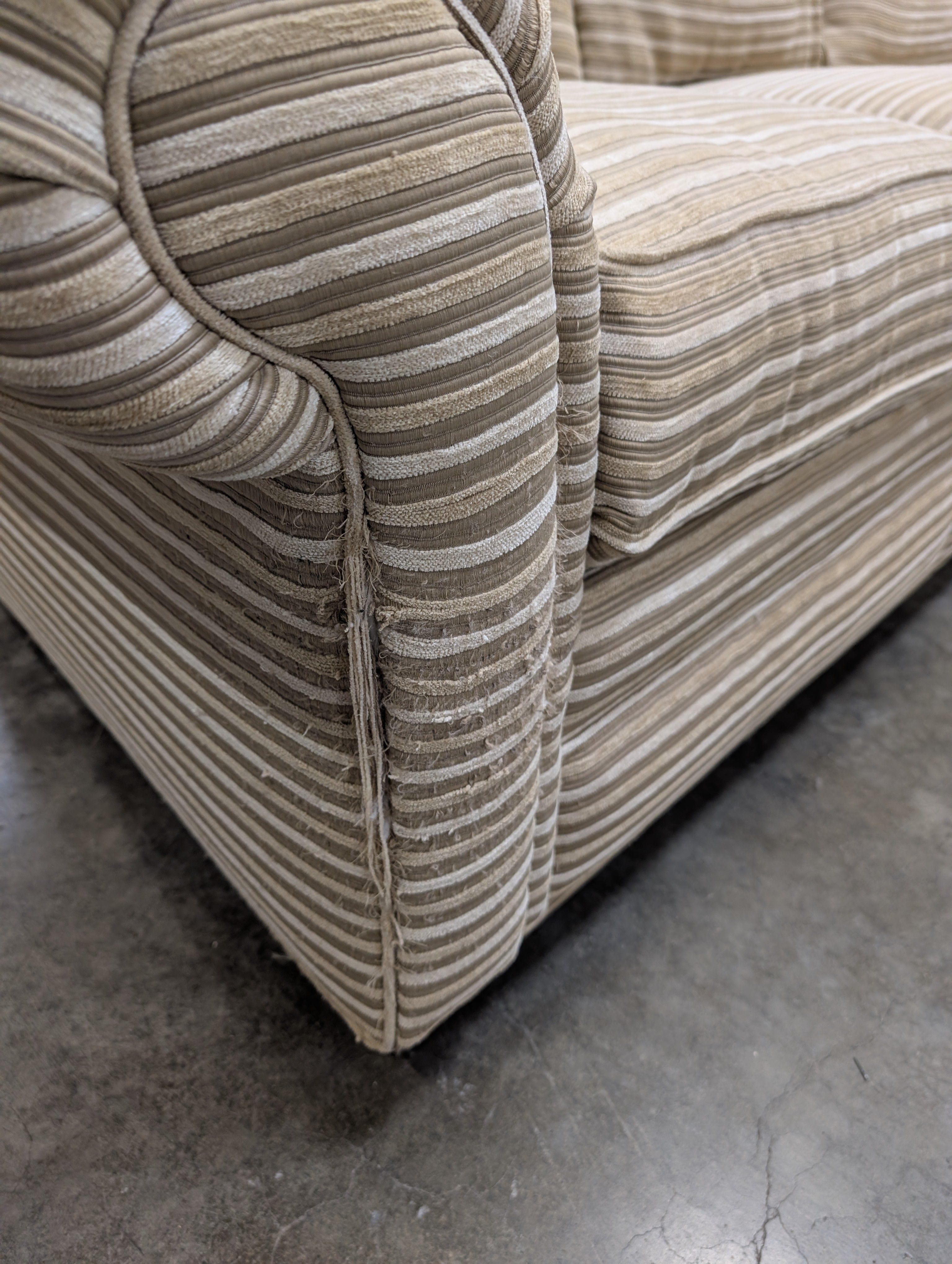 Neutral Tone Hancock & Moore Striped Fabric Sectional Sofa