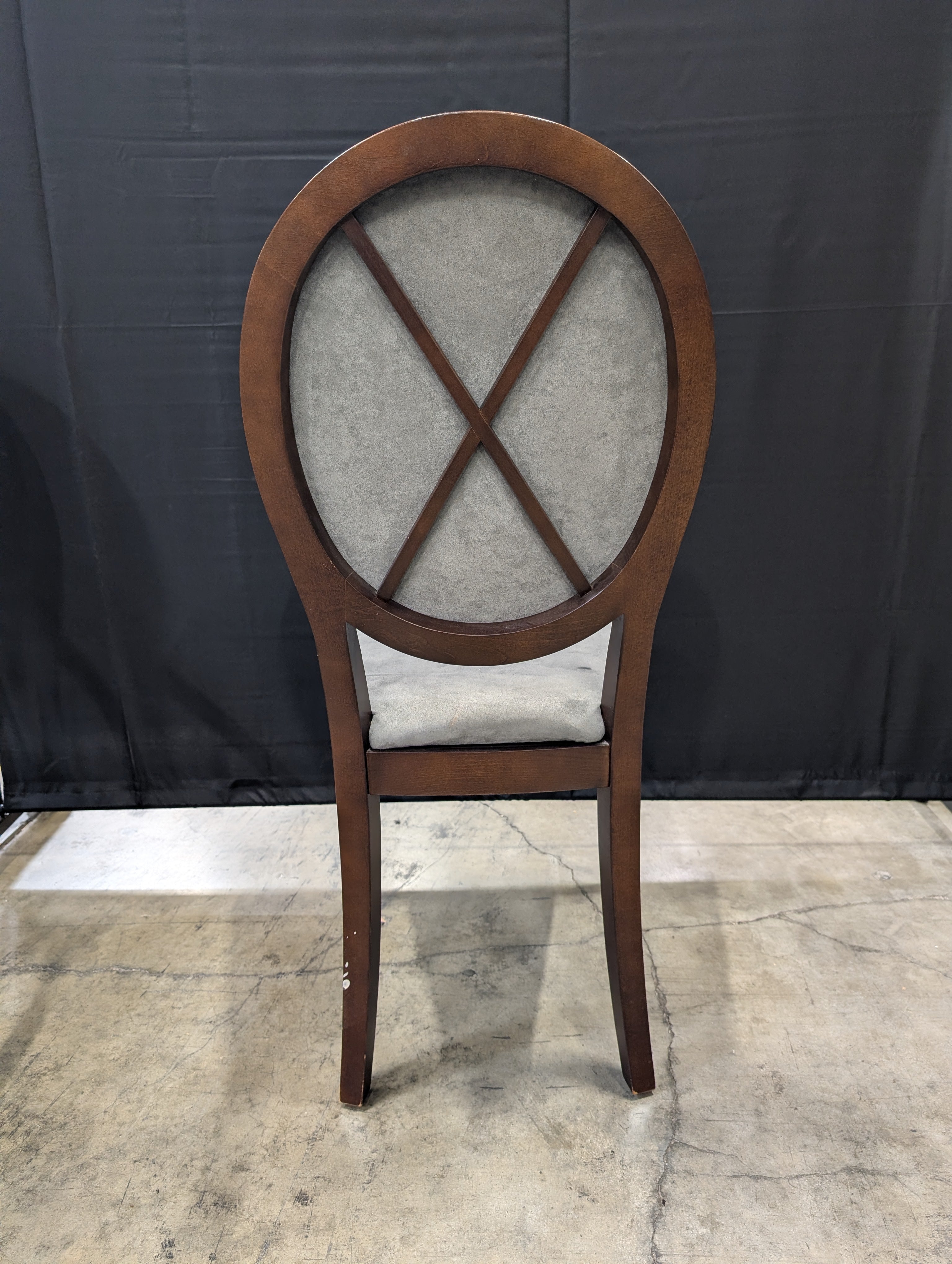 DINEC INC. Upholstered Dining Chair with Oval Back and Walnut Finish