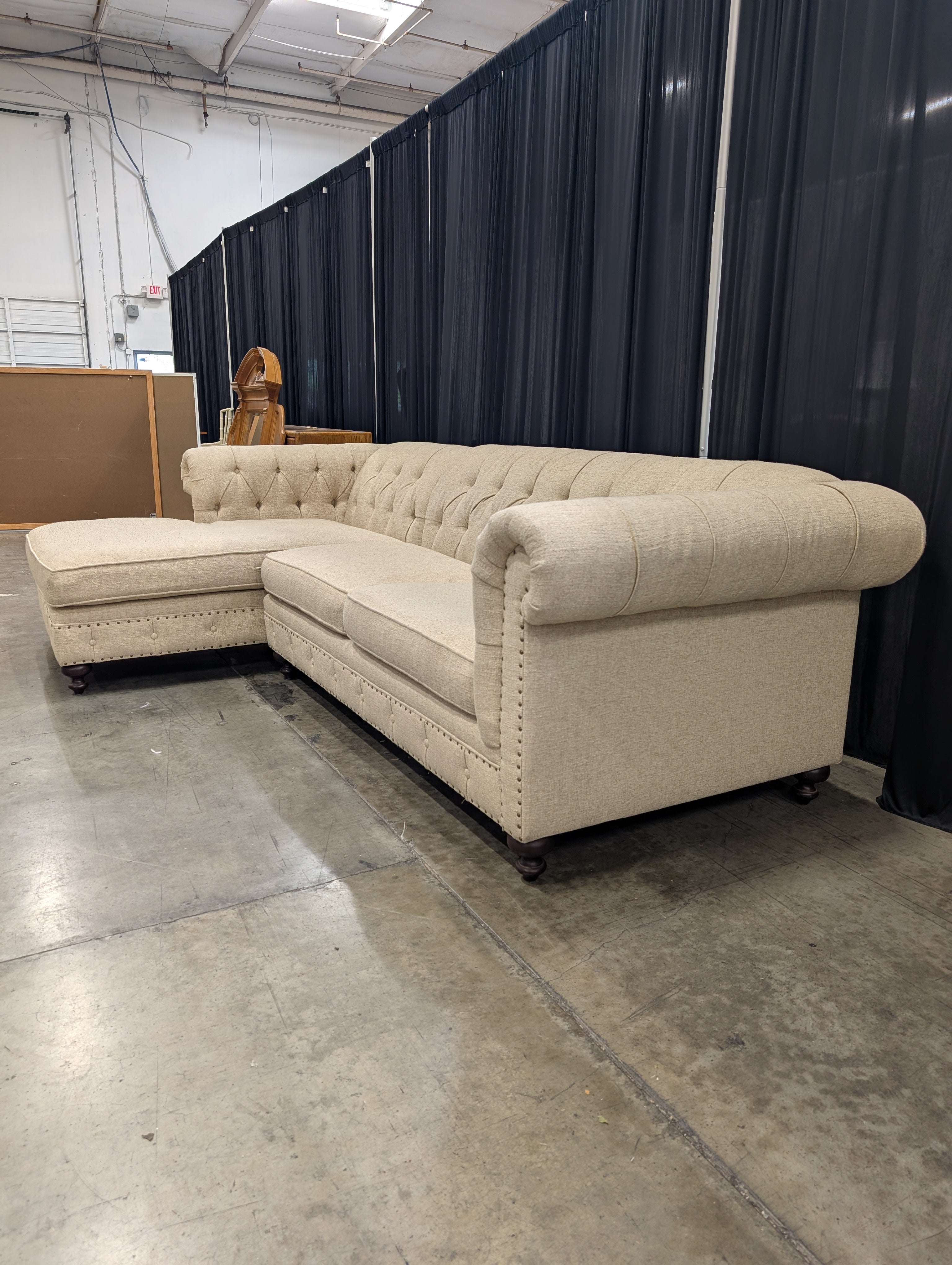 Bernhardt Beige Tufted Armchair with High Back