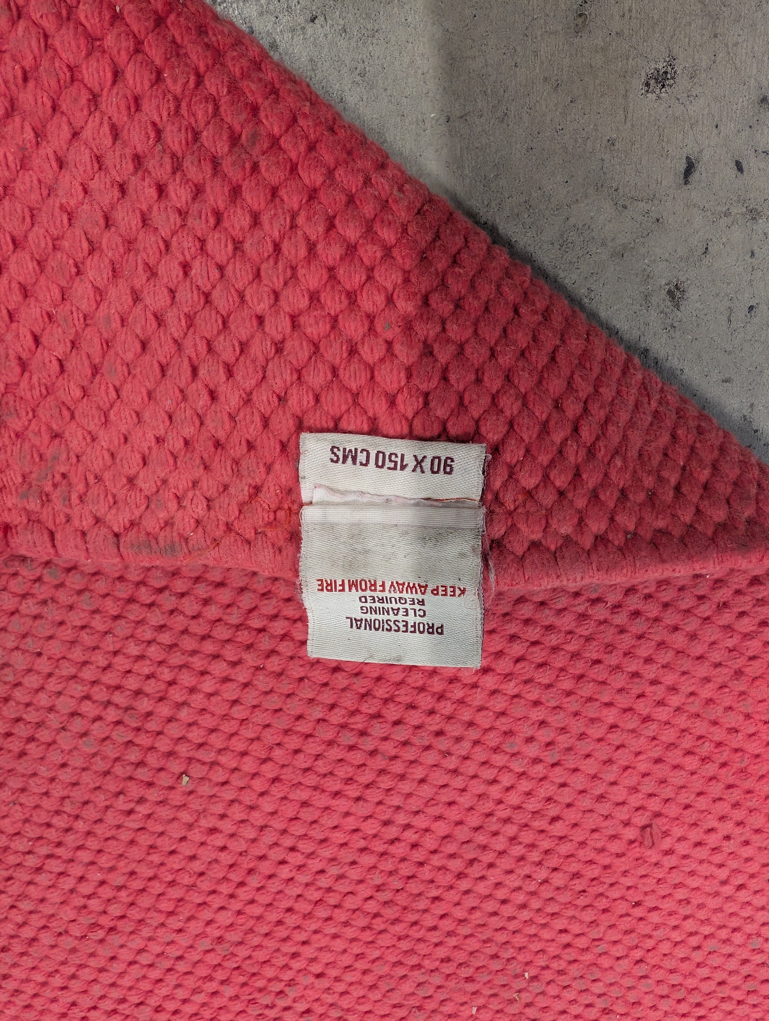 Vibrant Red Ribbed Textile Area Mat