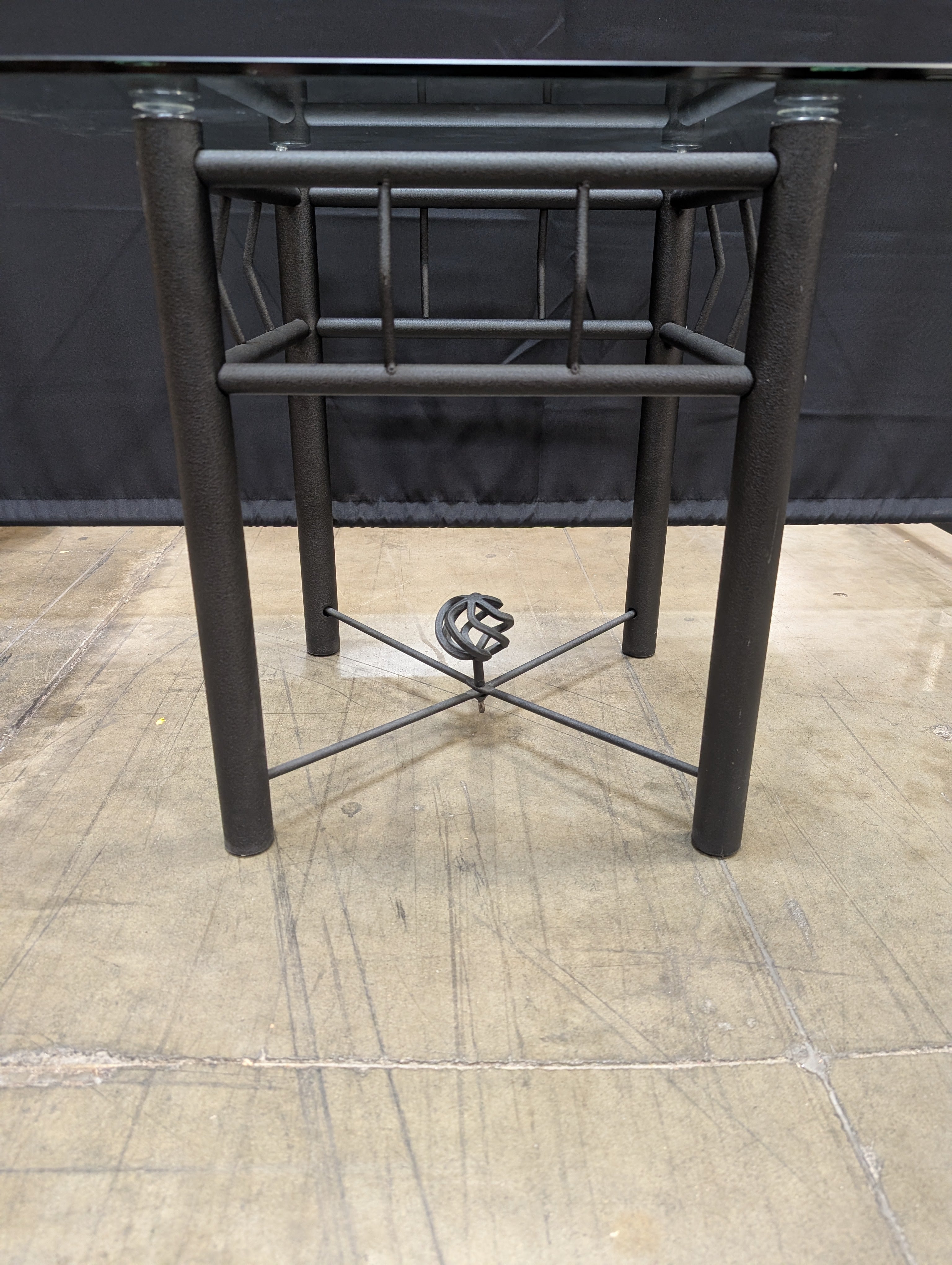 Modern Square Glass Top Side Table with Metal Frame