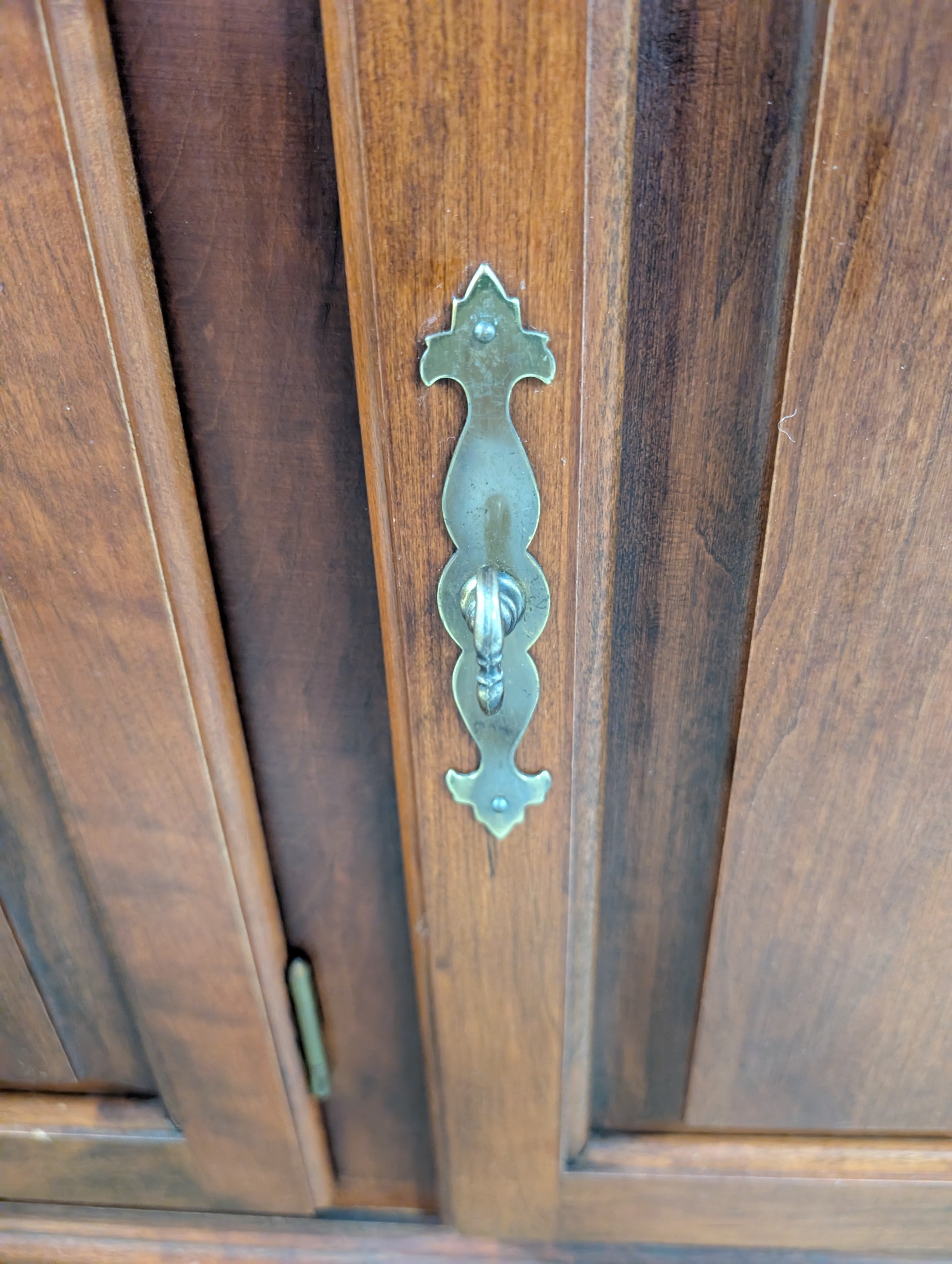 Richly Stained Wooden Display Cabinet with Glass Doors