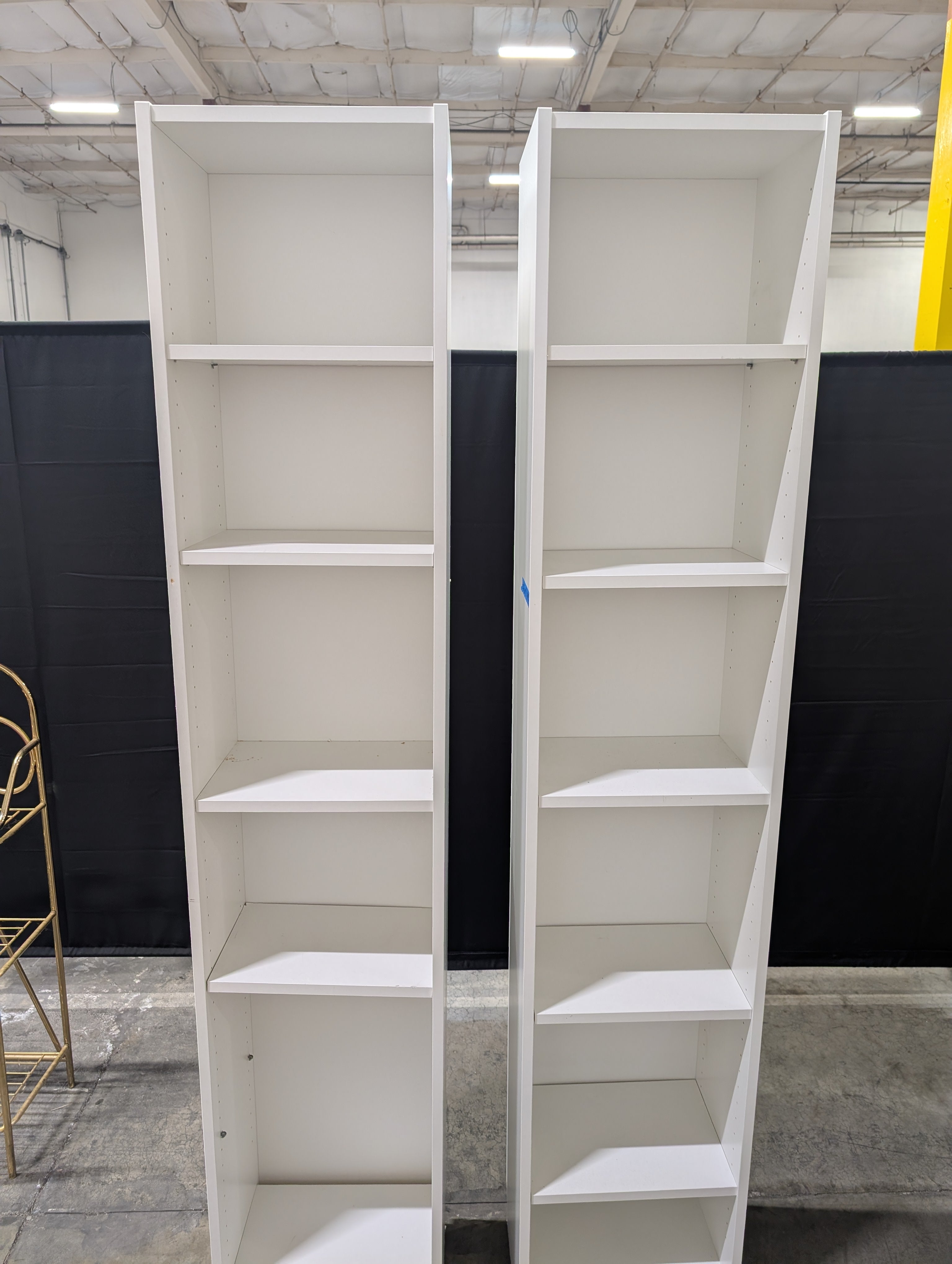 Pair of White Five-Shelf Adjustable Bookcase