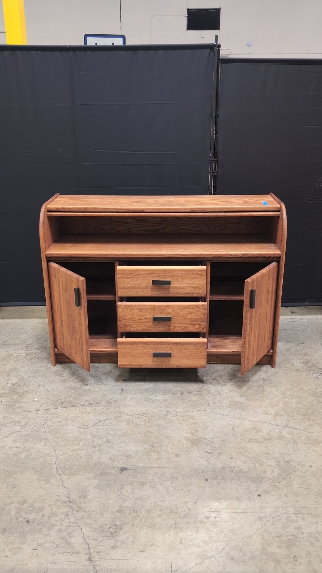 Hardwood Media Console with Storage and Drawers