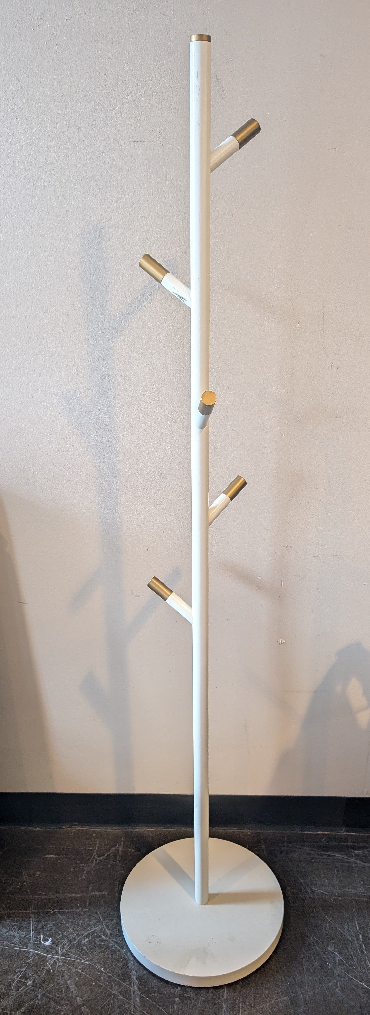 Modern White Tree Branch Style Coat Rack with Wooden Pegs