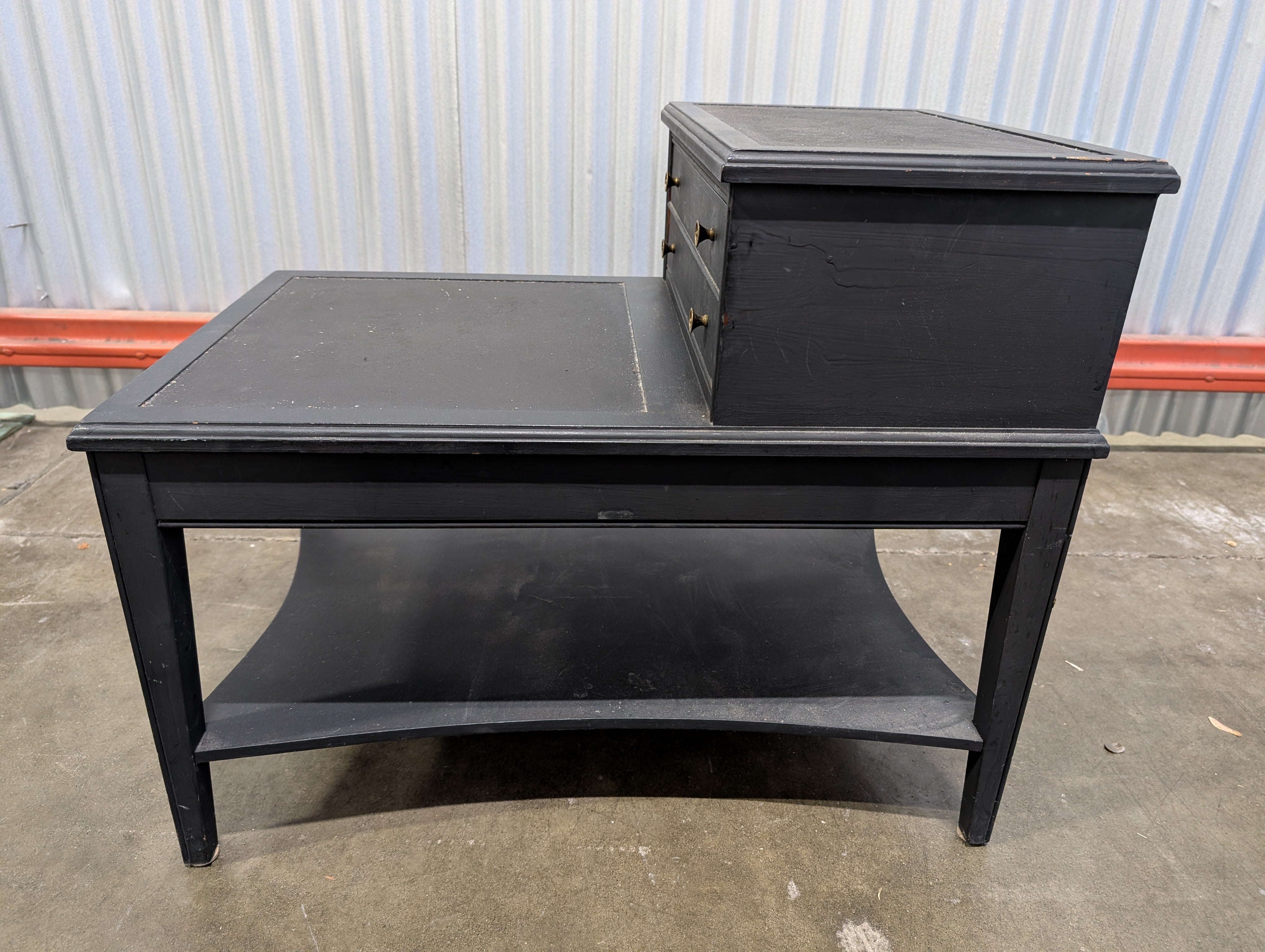 Stylish Grey End Table with Glass Top