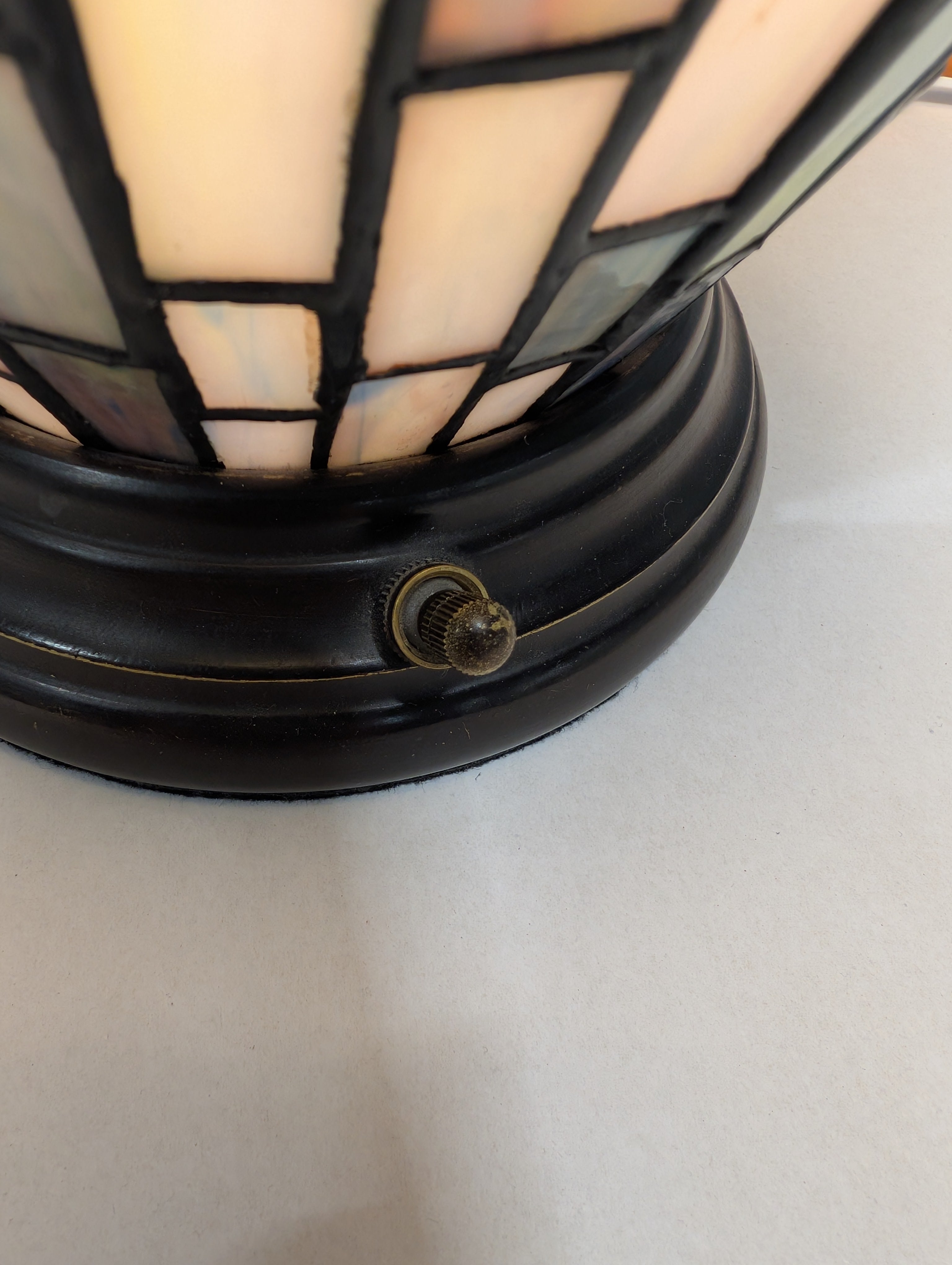 Artisan Mosaic Glass Table Lamp with Fabric Bell Shade