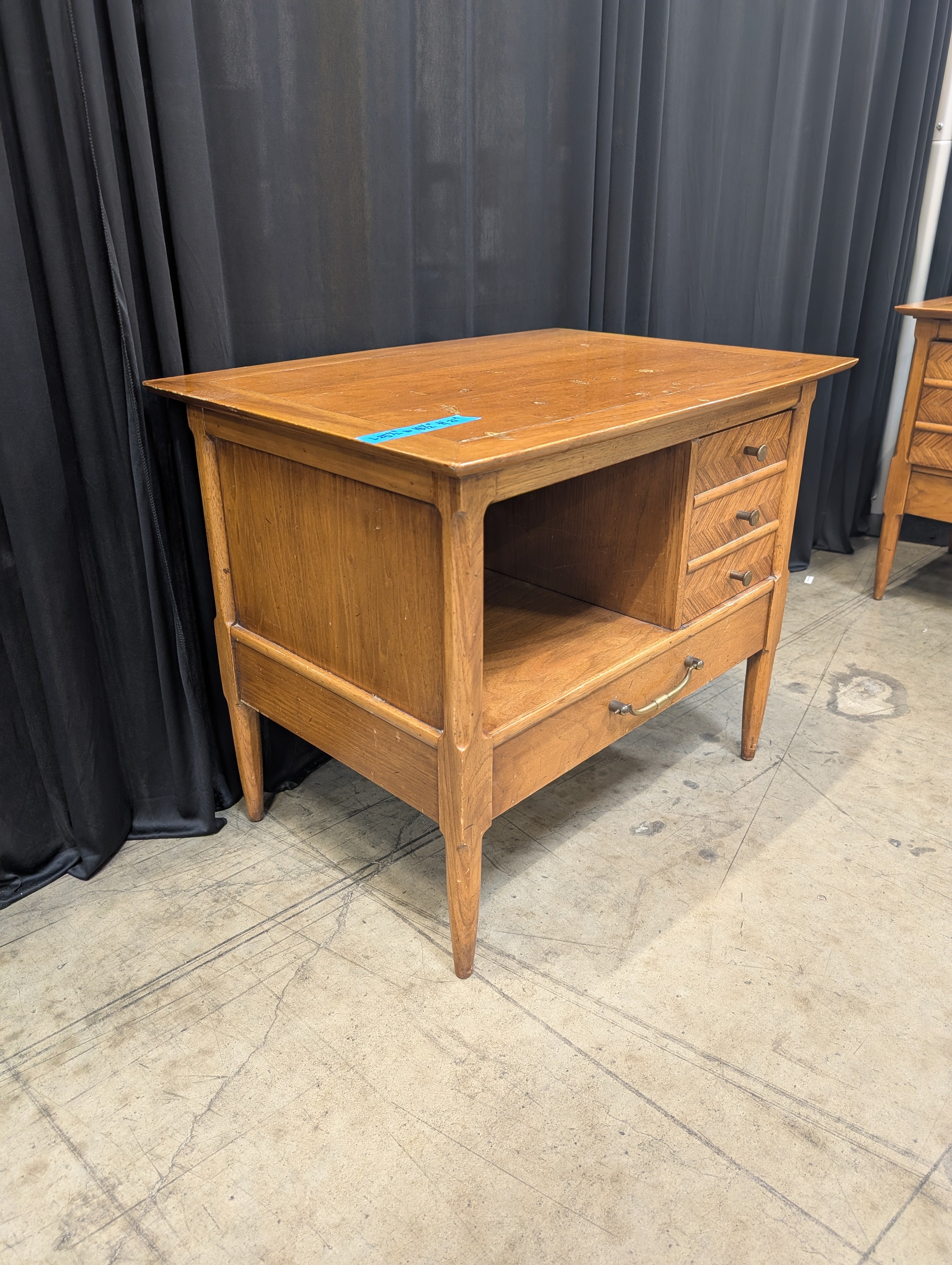 Tomlinson Honey Tone Wood Nightstand with Chevron Pattern Drawers