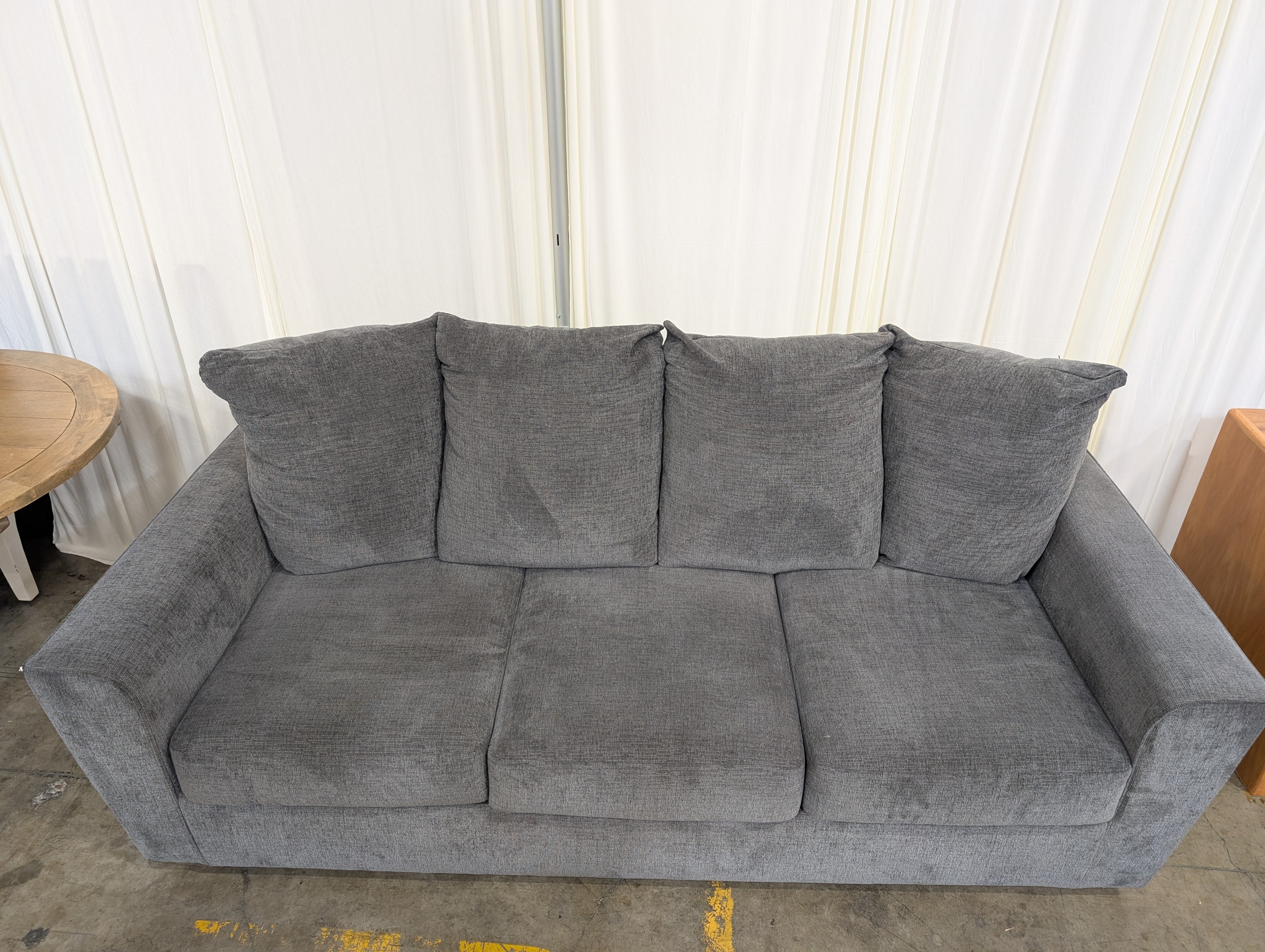 Modern Grey Fabric Three-Seat Couch