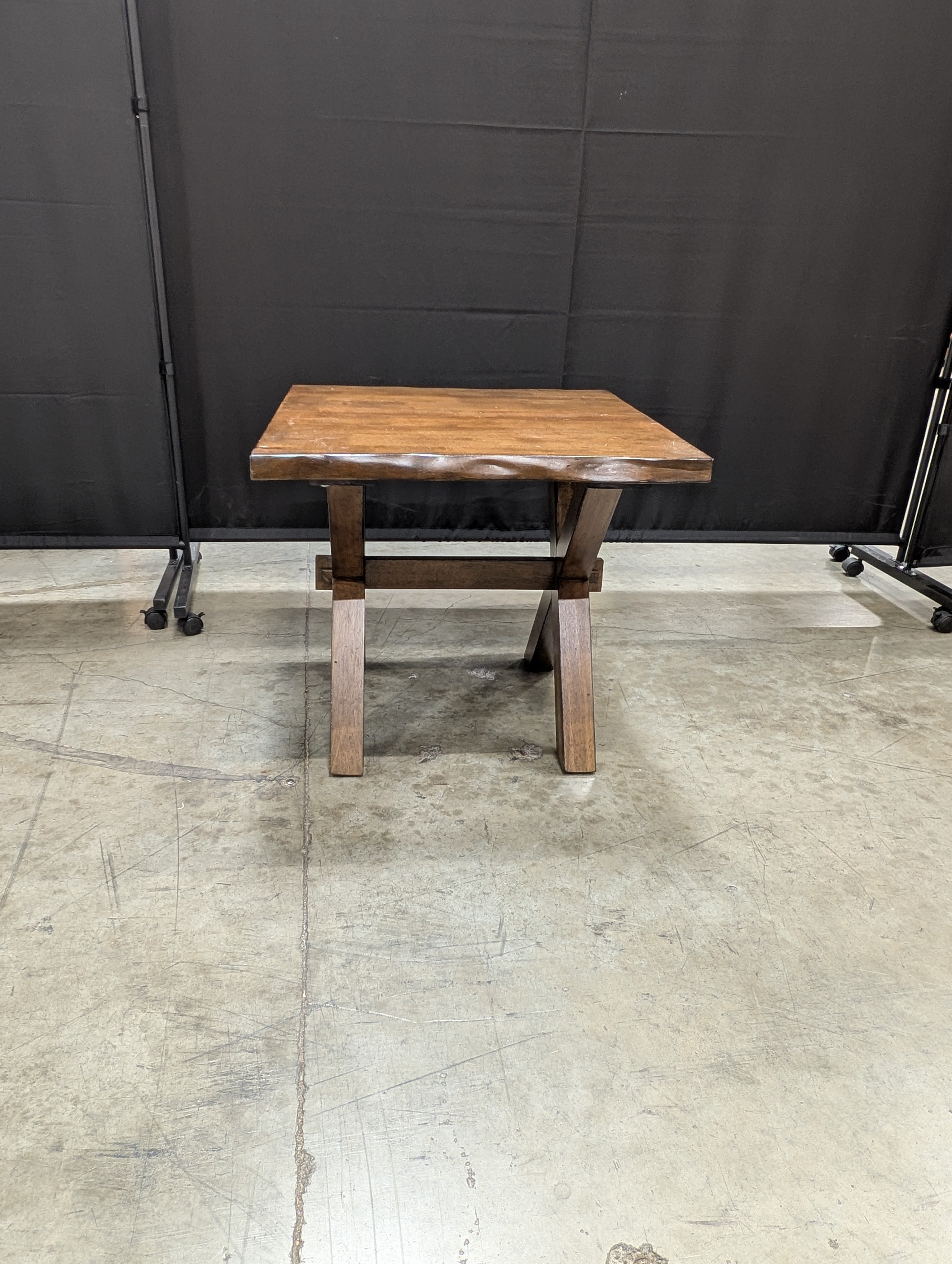 Rustic Solid Wood Accent Table with Scalloped Edge