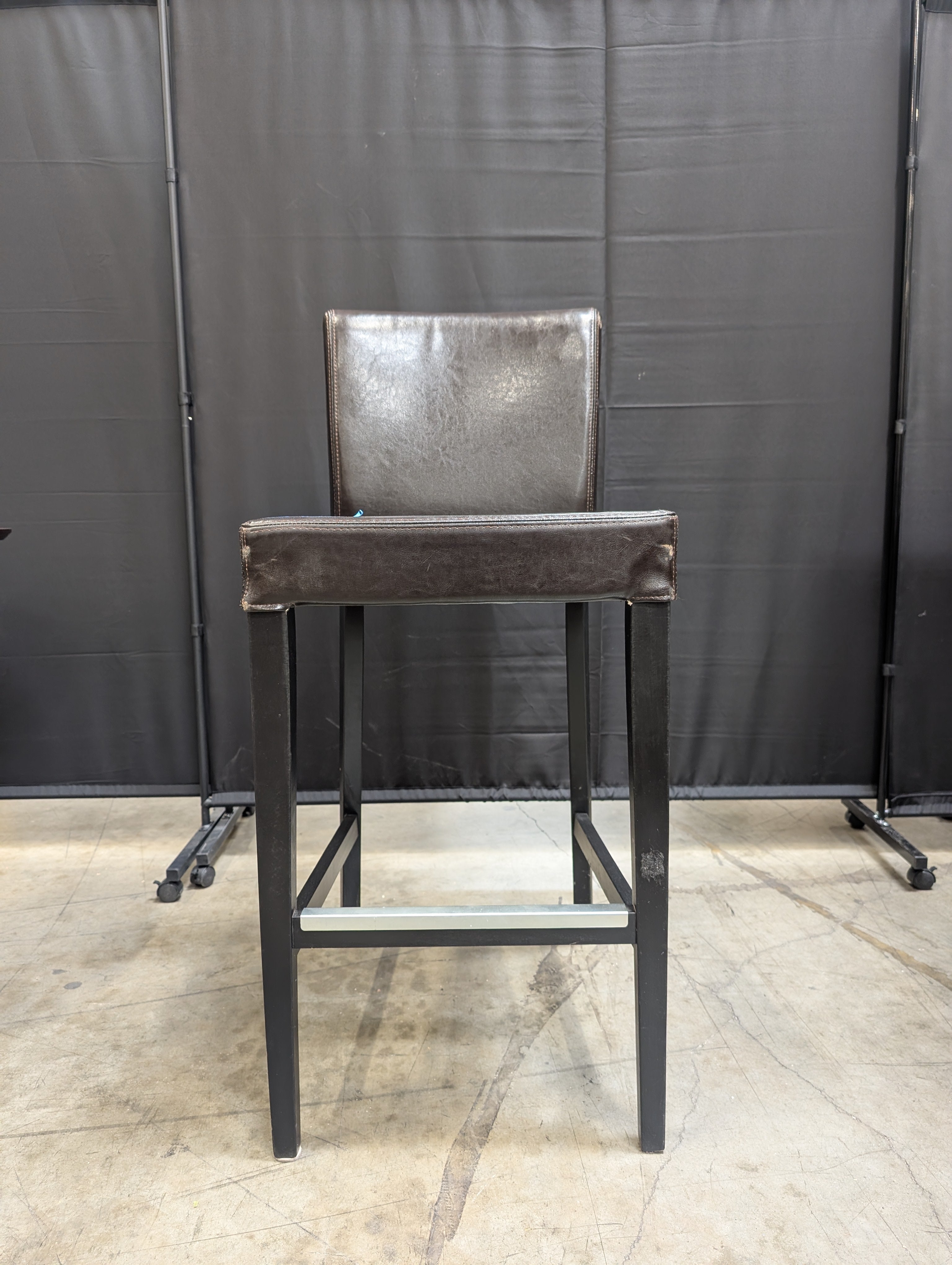 Modern Black Upholstered Bar Stool with Footrest