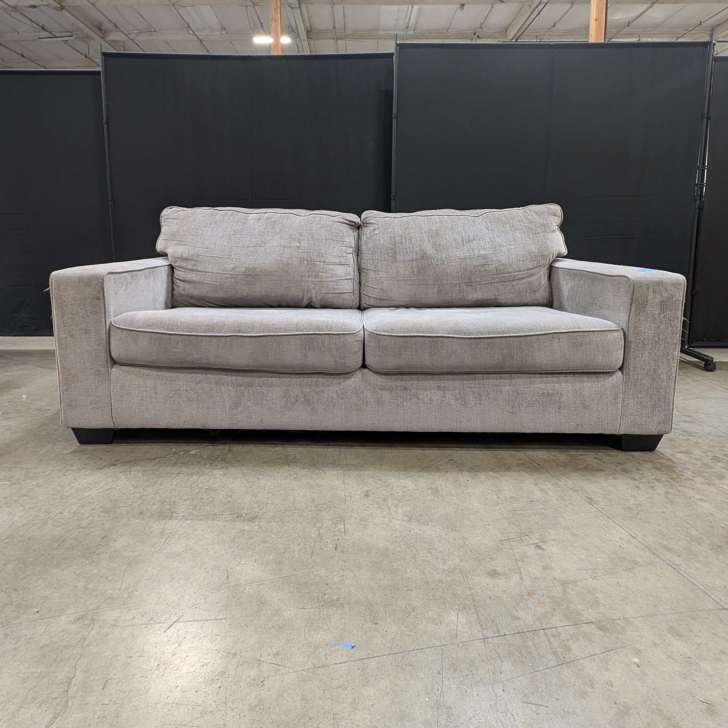 Contemporary Light Grey Fabric Two-Seater Sofa