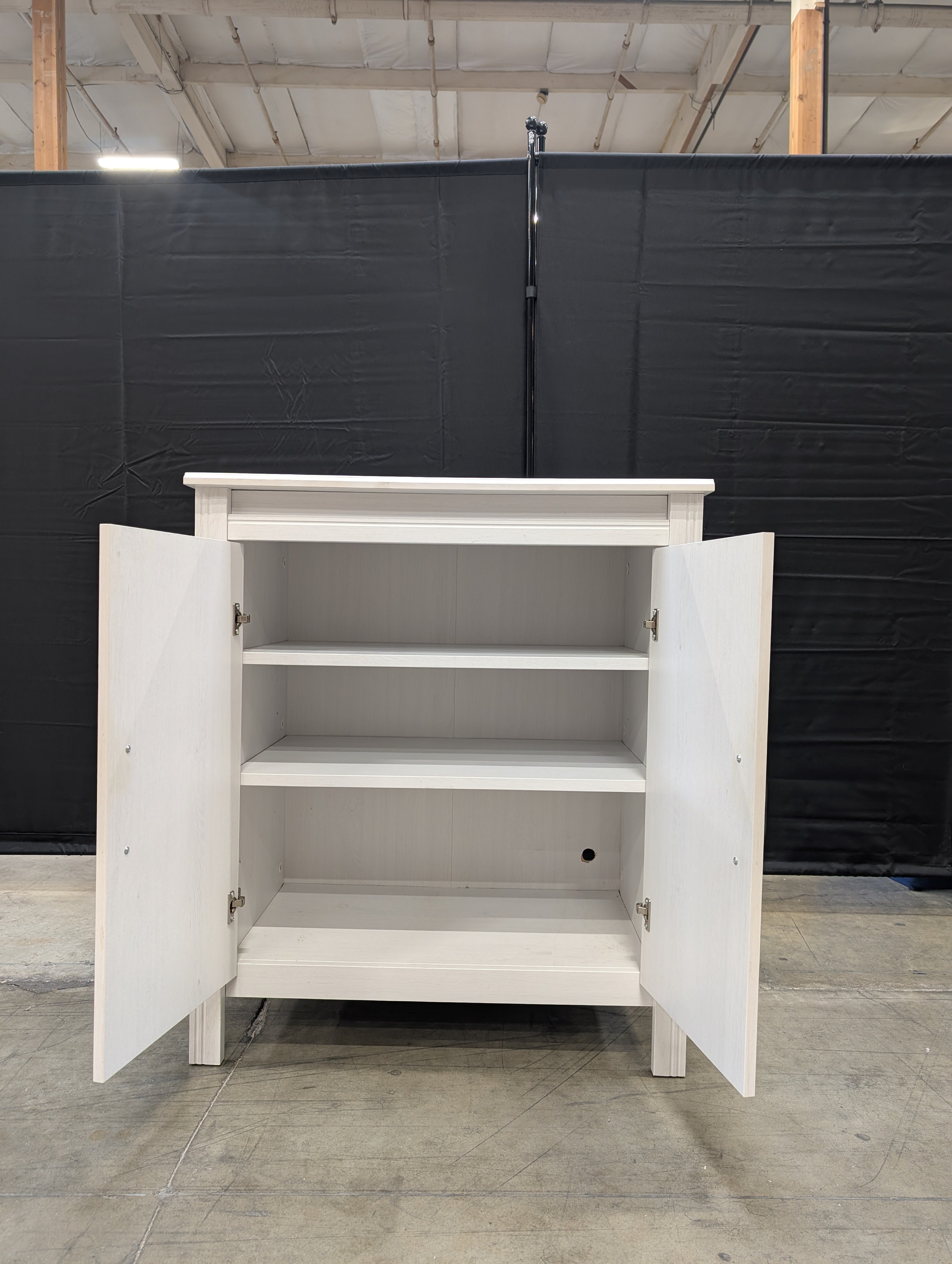 Versatile Off-White Wooden Storage Cabinet with Two Doors