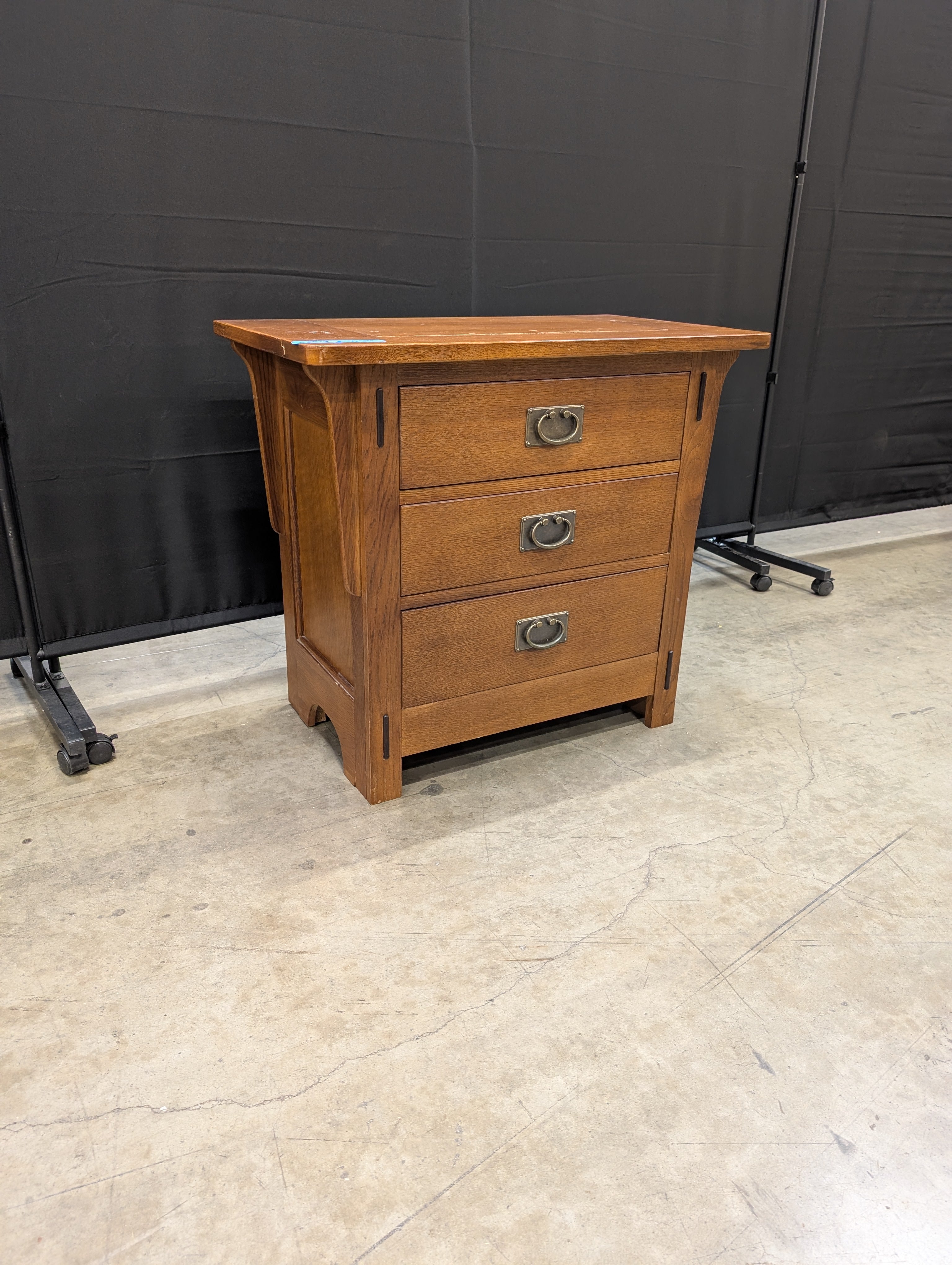 Mission Style Hardwood 3-Drawer Nightstand Side Table