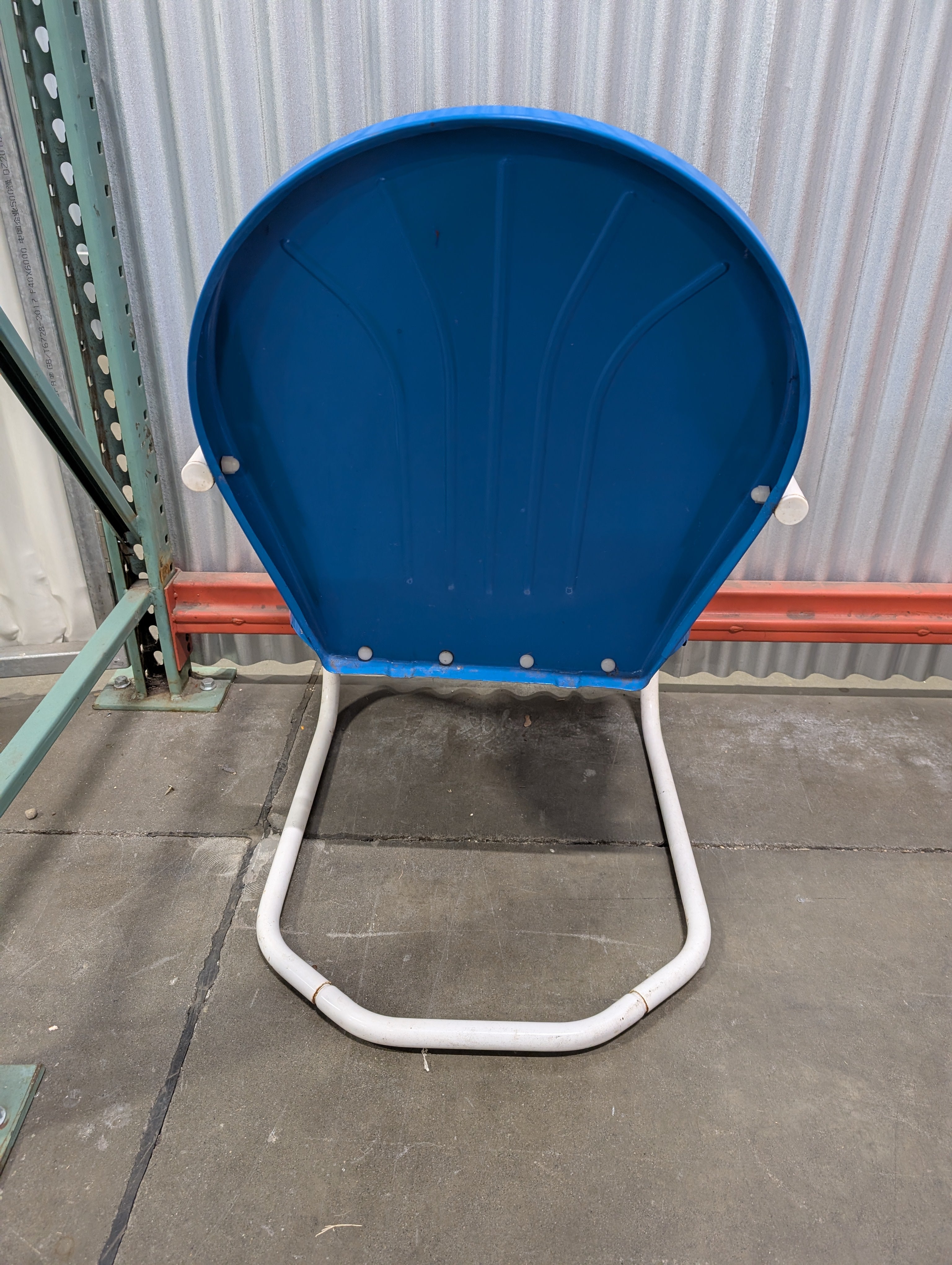 Vintage Metal Outdoor Patio Chair - Bright Blue
