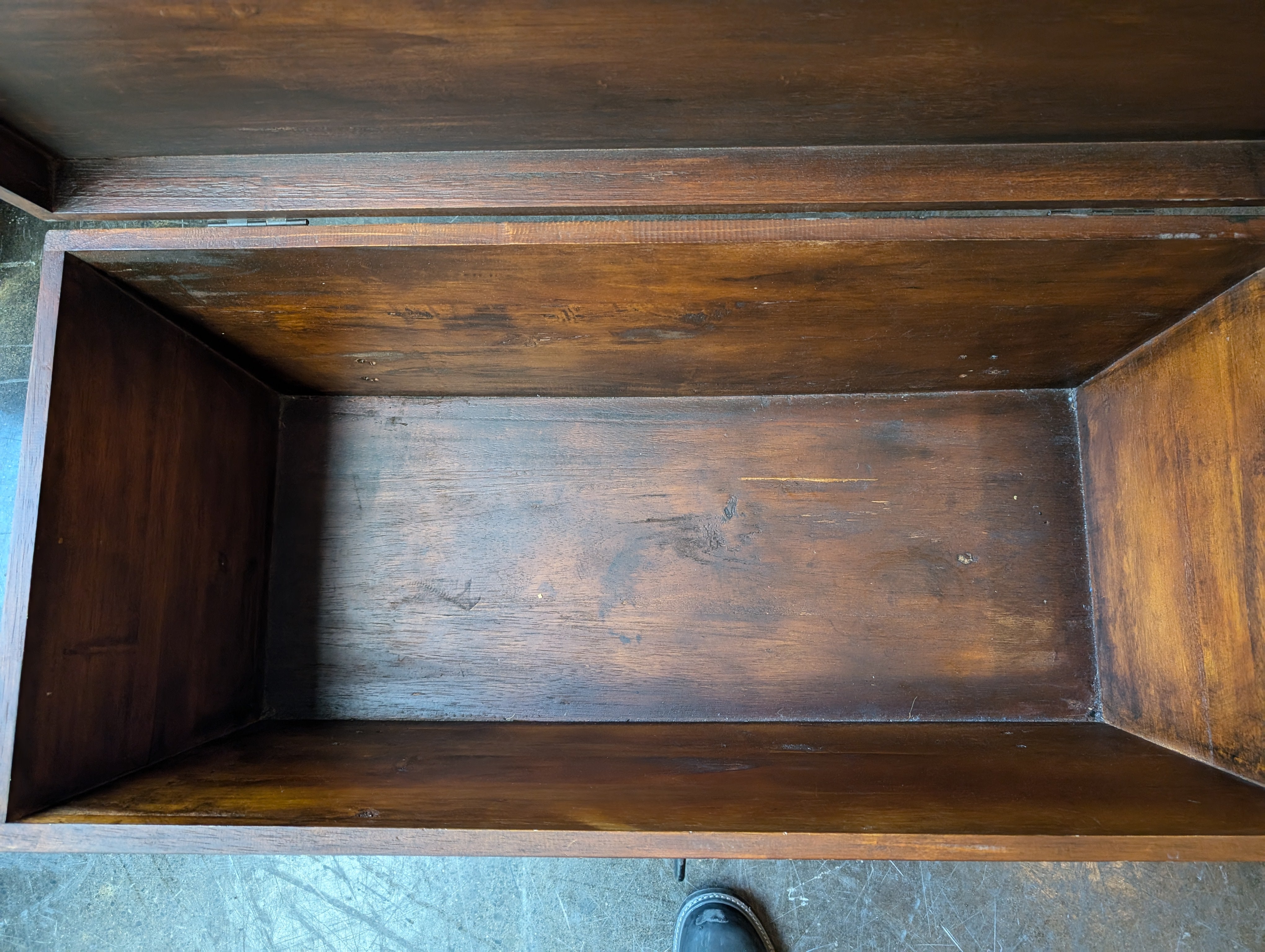 Rustic Brown Wood Storage Box with Metal Handle