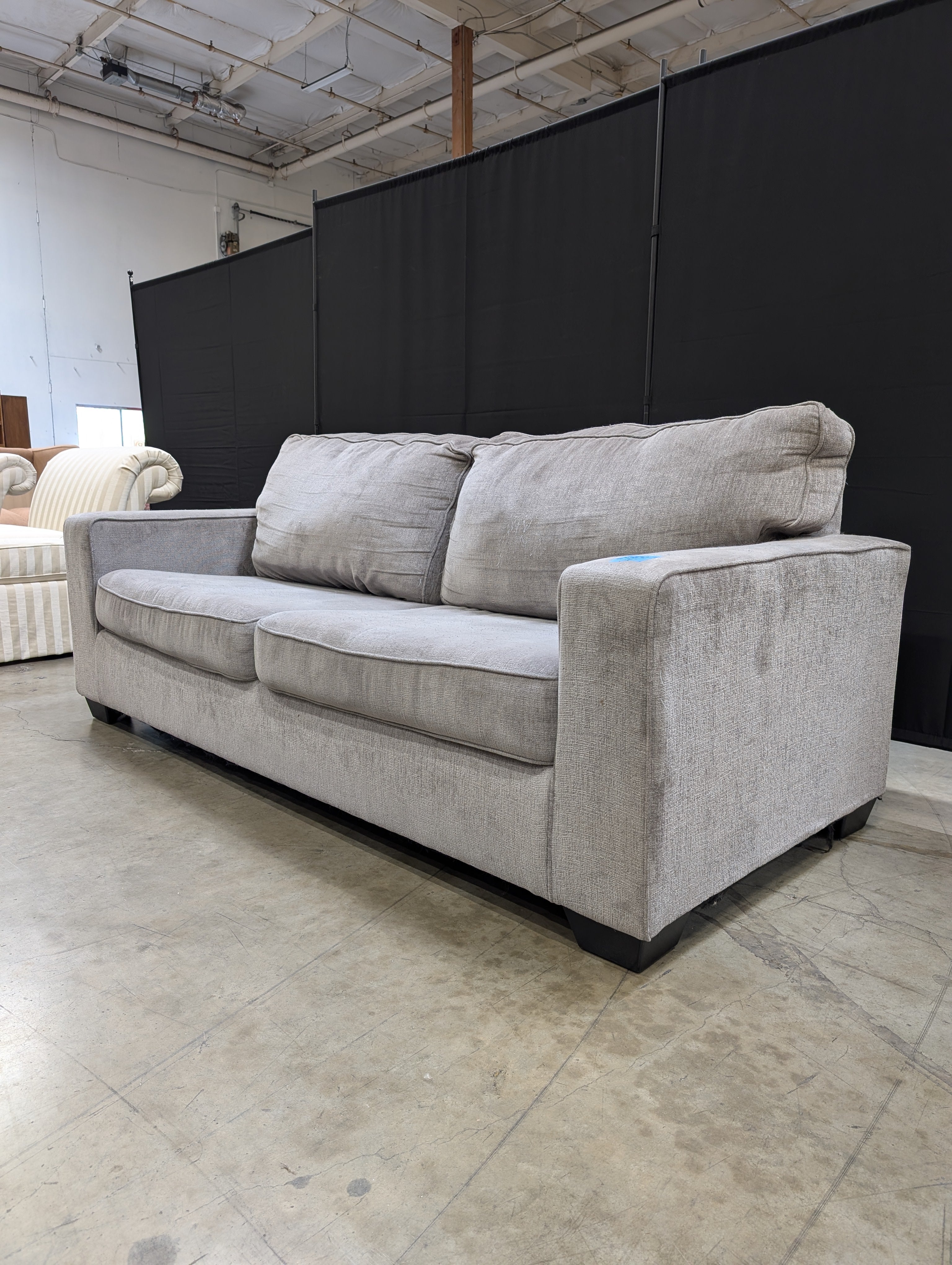 Contemporary Light Grey Fabric Two-Seater Sofa