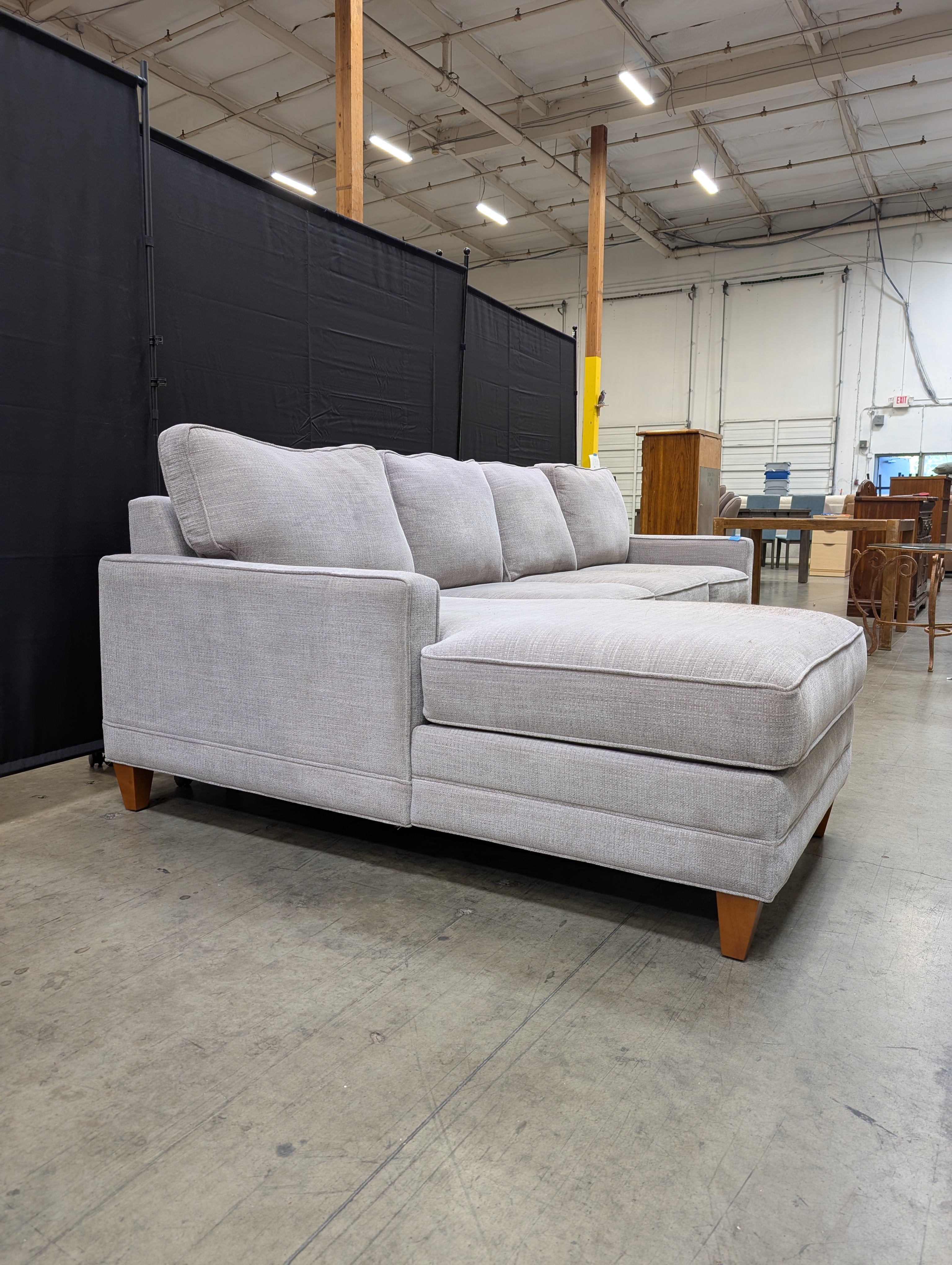 Contemporary Light Grey Fabric Sectional Sofa with Left Chaise